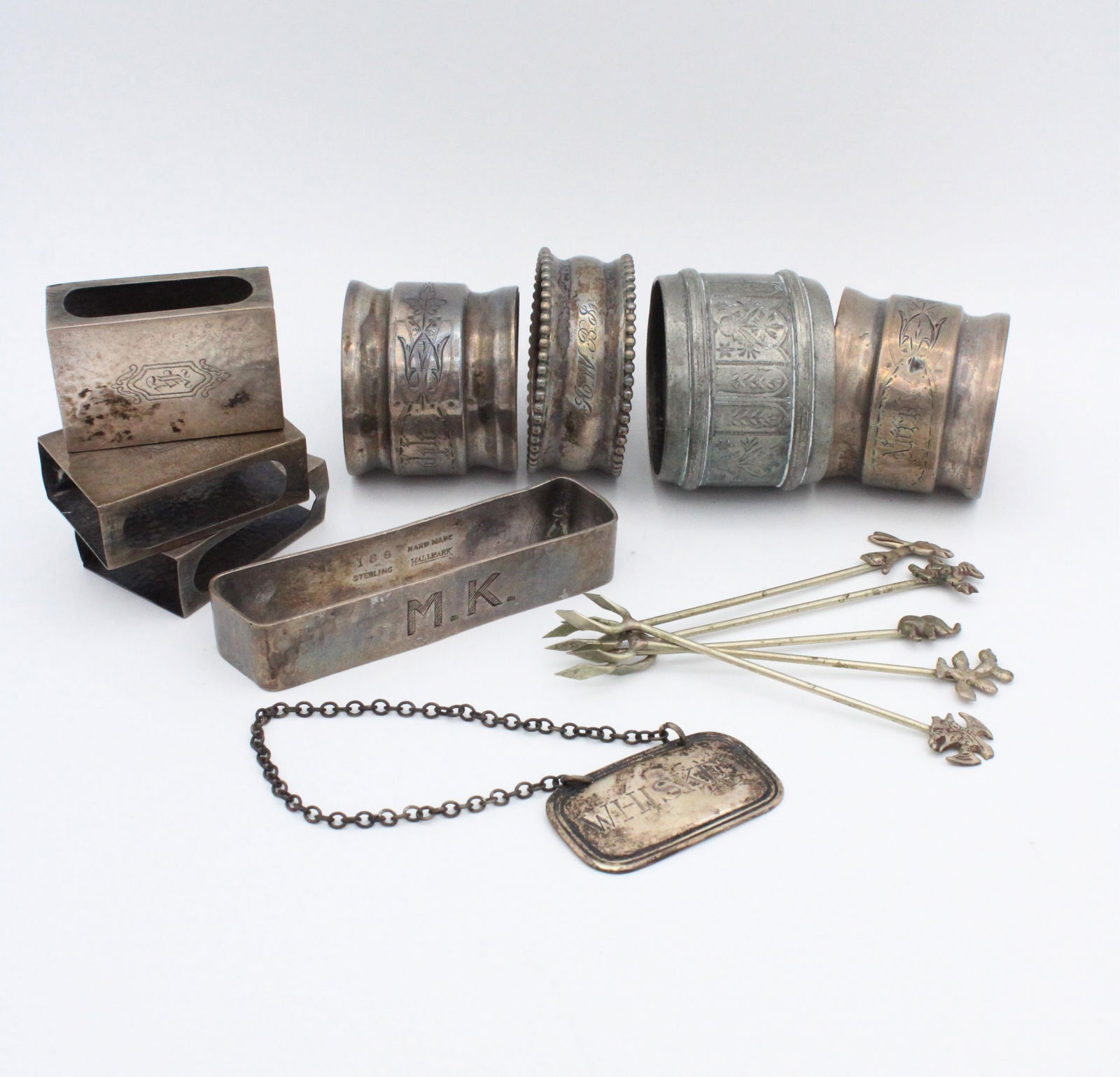 Sterling Silver Napkin Rings, Match Covers, Picks (1 of 7)