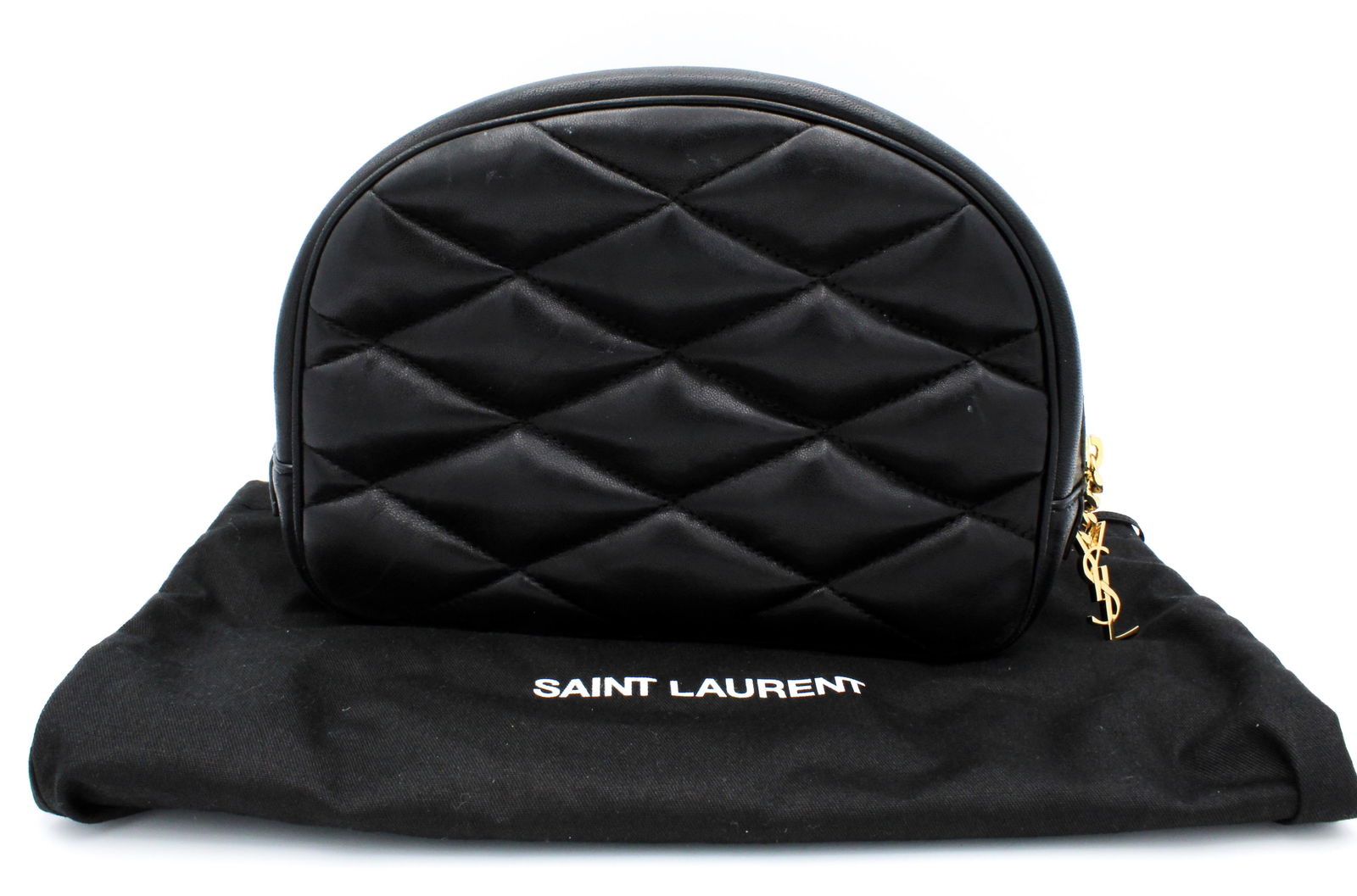 Saint Laurent Black Quilted Leather Clutch Purse Approx. 8" x 6" x 2" (1 of 3)