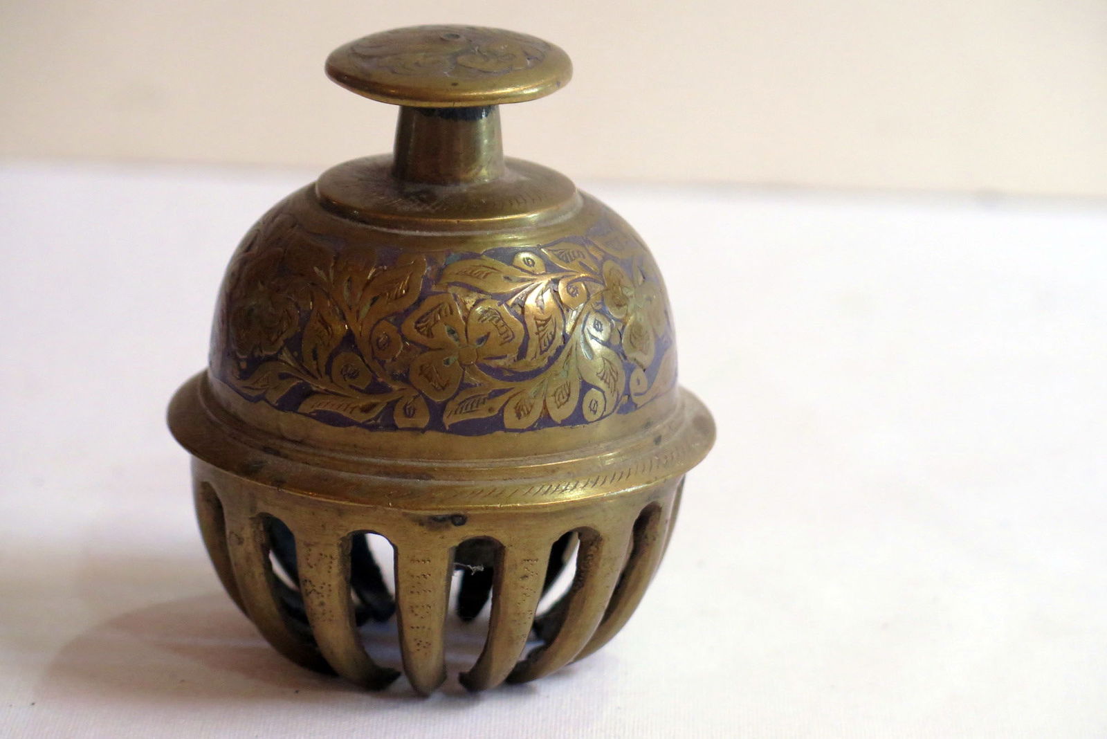 Enameled Brass Elephant Claw Temple Bell (1 of 5)