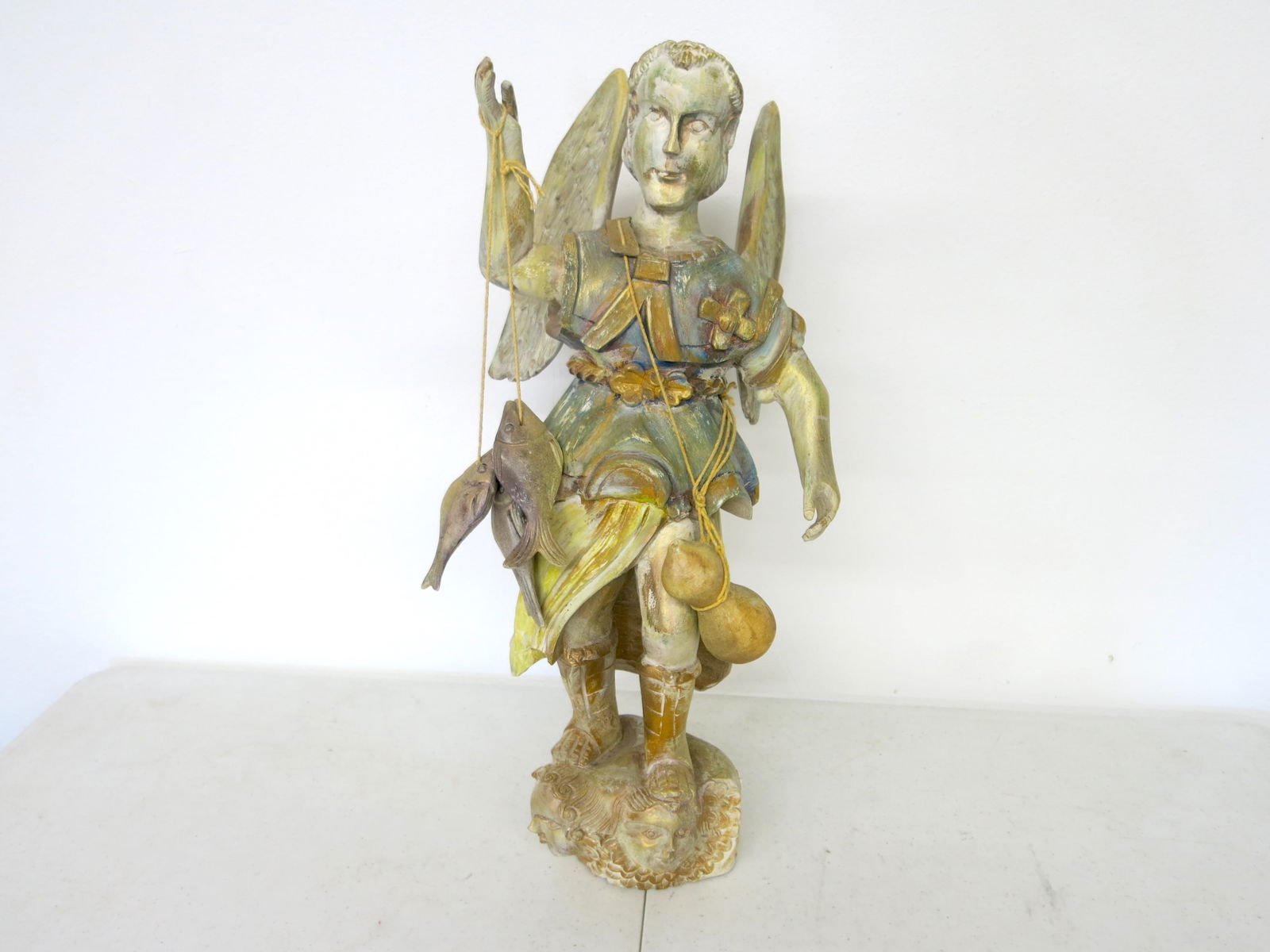 Heriberto Castillo Orta Folk Art Carving of St. Raphael (1 of 10)