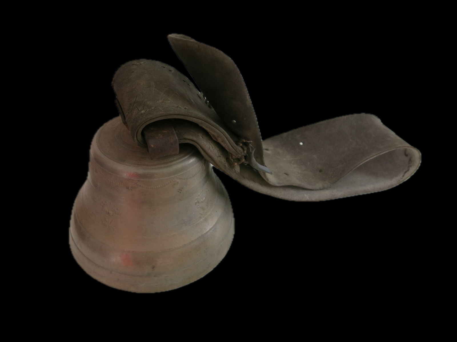 Antique Gber. Gusset Uetendorf Brass Bell on Leather Strap (1 of 11)