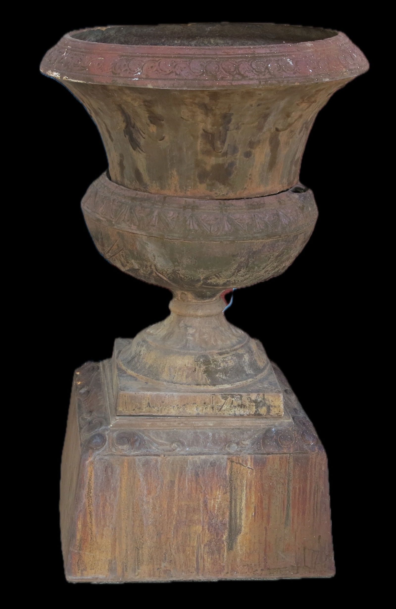Three Part Cast Iron Garden Urn (1 of 5)