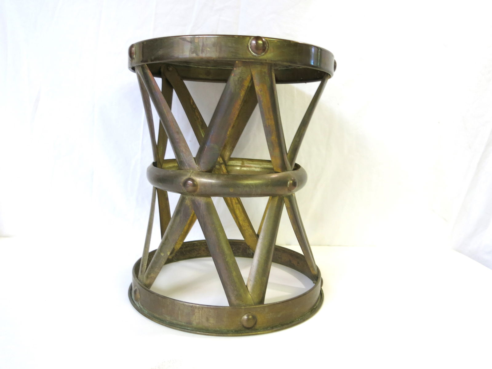 Mid Century Modern Brass Strap Stool (1 of 8)