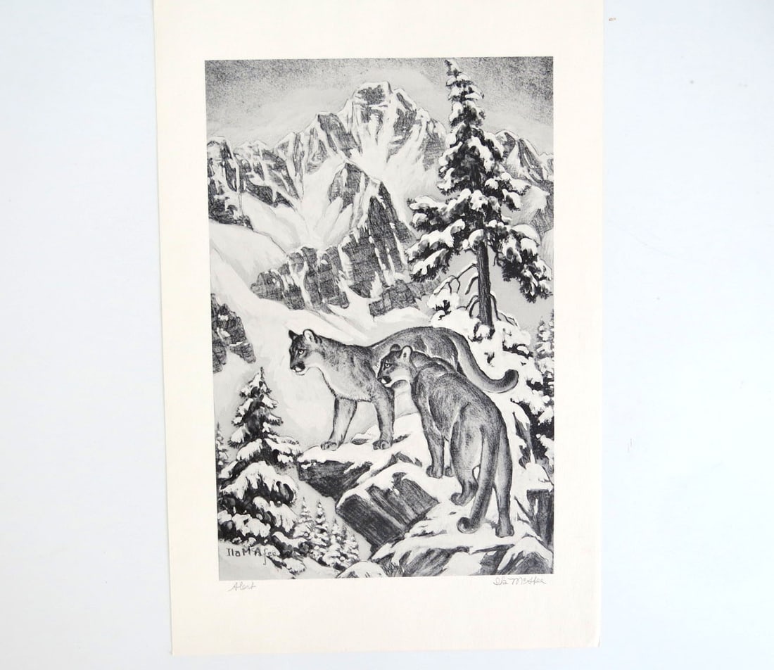 Ila McAfee "Alert" Signed Lithograph on Paper (1 of 5)
