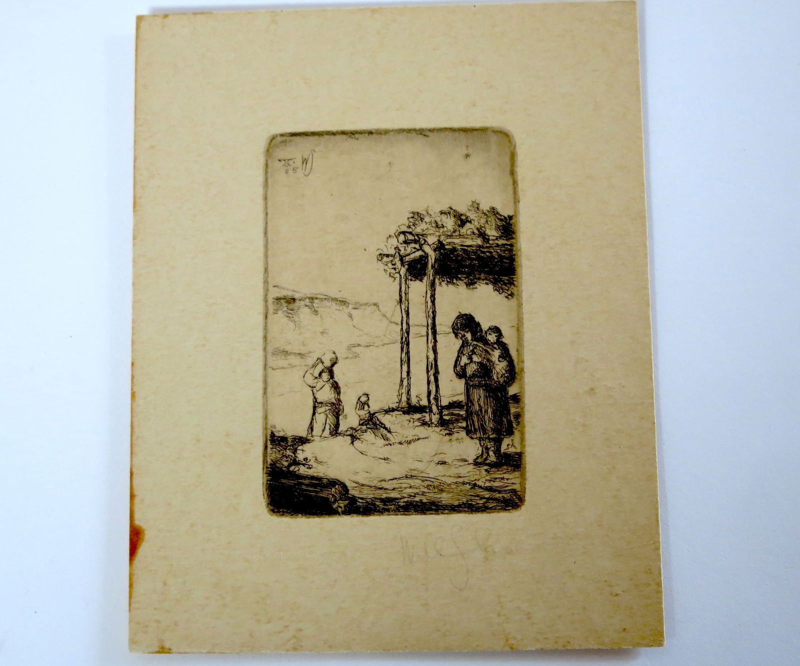 Will Shuster Etching Pueblo Ramada with Figures 1926 (1 of 4)