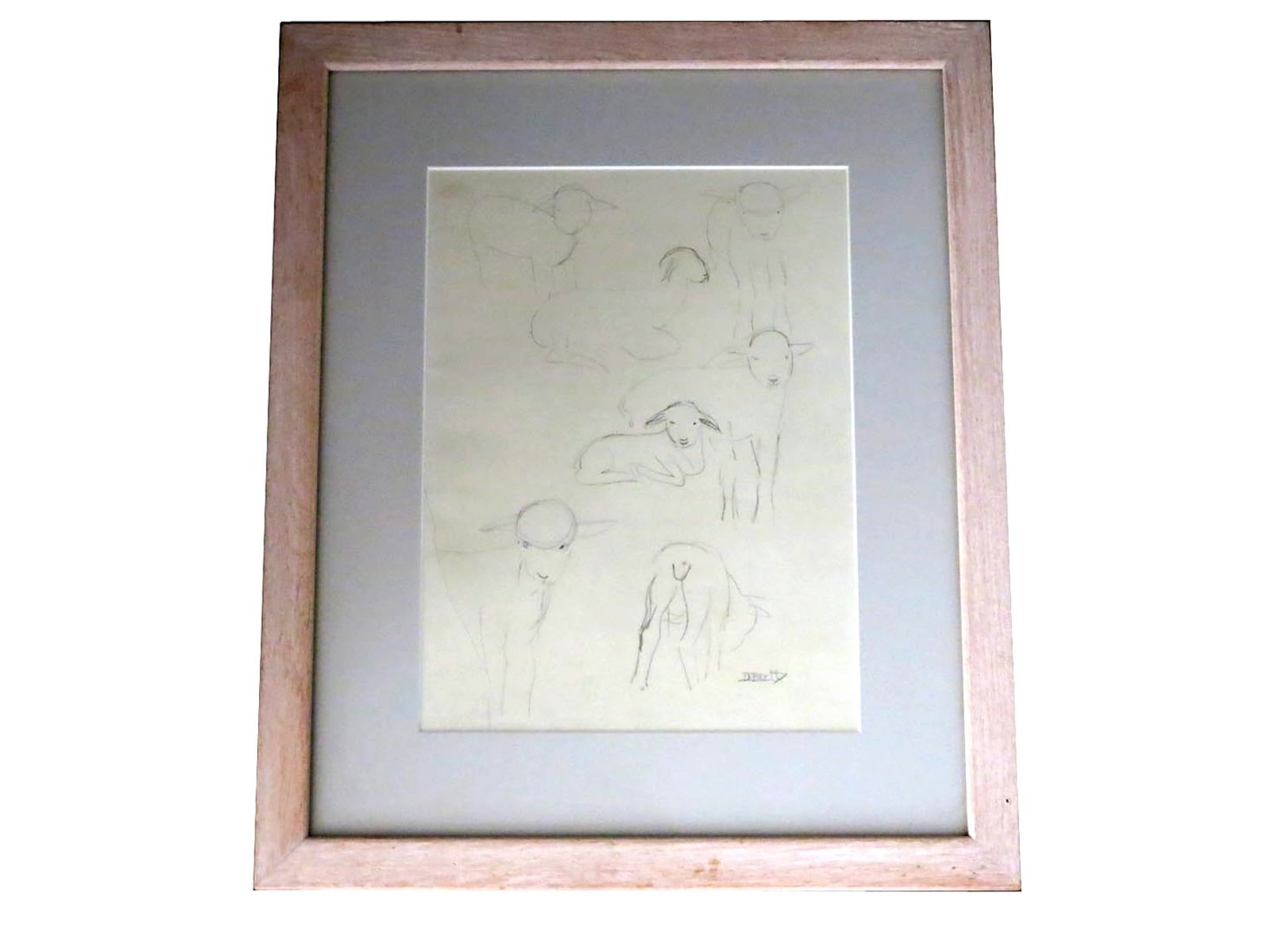 Dorothy Brett Untitled Pencil Drawings of Lambs Two Sided (1 of 7)