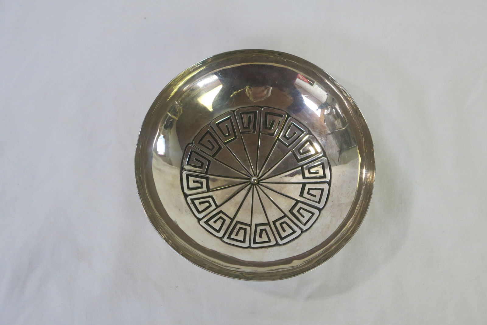 Vintage Joseph Herrera Quintana Cochiti Footed Silver Bowl (1 of 5)