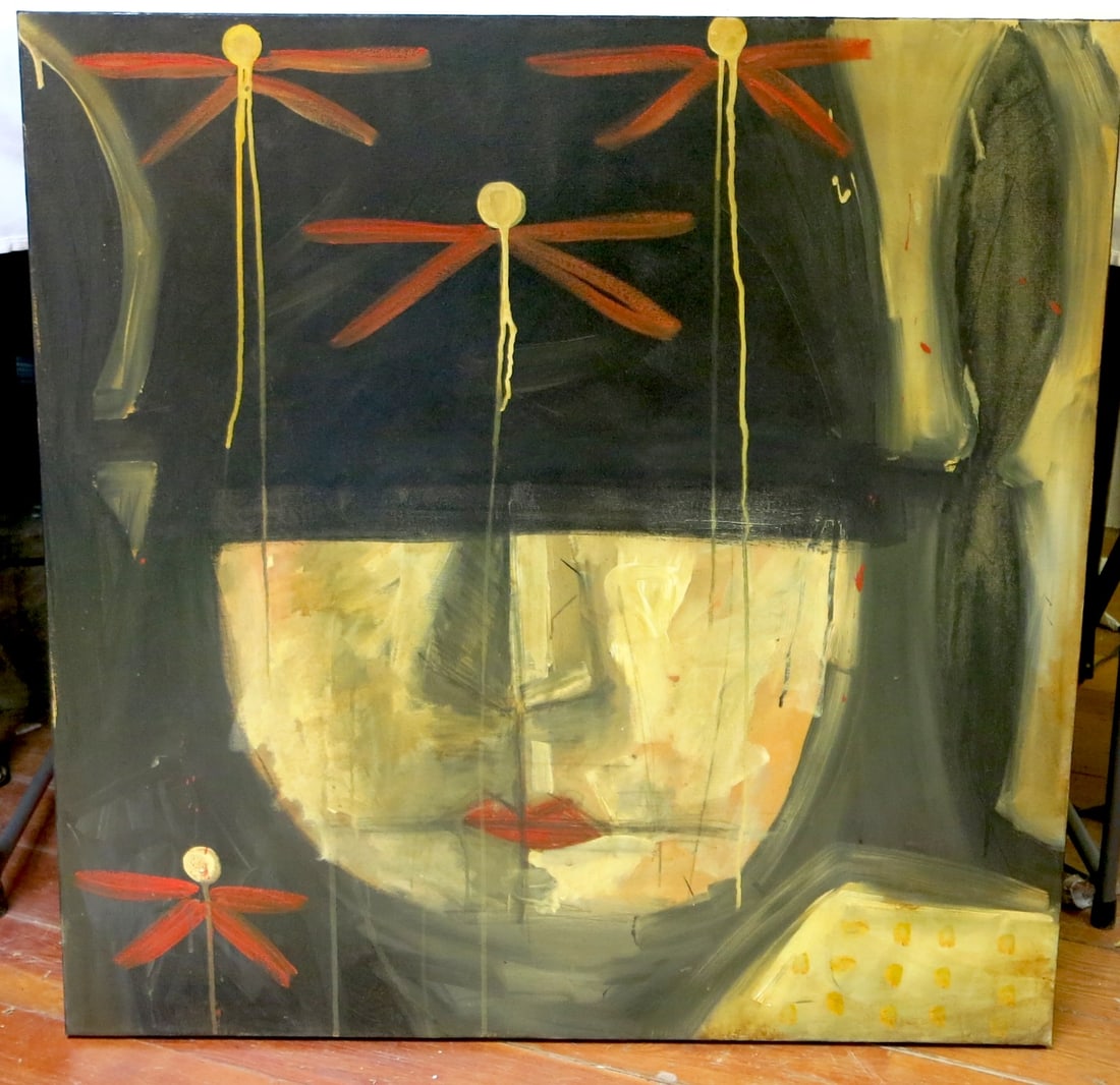 Gregory Lomayesva 2004 Hopi Folk Art Hopi Maiden Oil On Canvas (1 of 5)