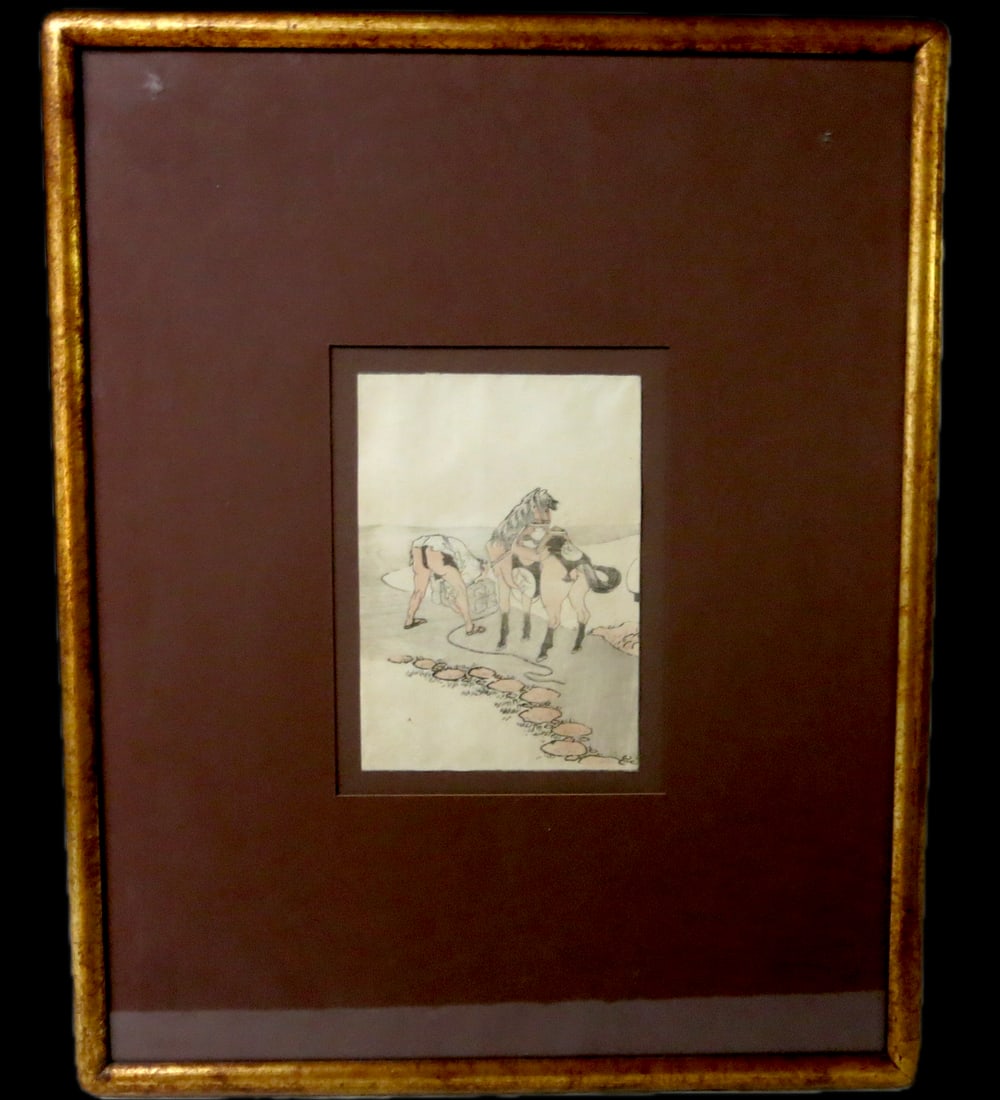 Katsushika Hokusai Woodblock Print "Man and Horse" (1 of 7)