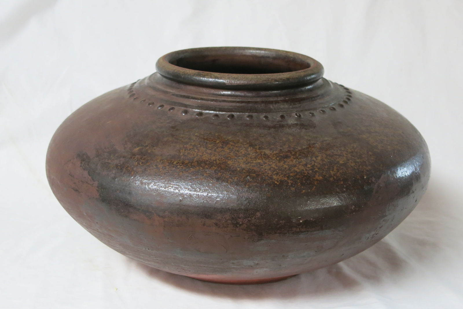 Antique Burmese Brown Glaze Stoneware Water Pot (1 of 7)