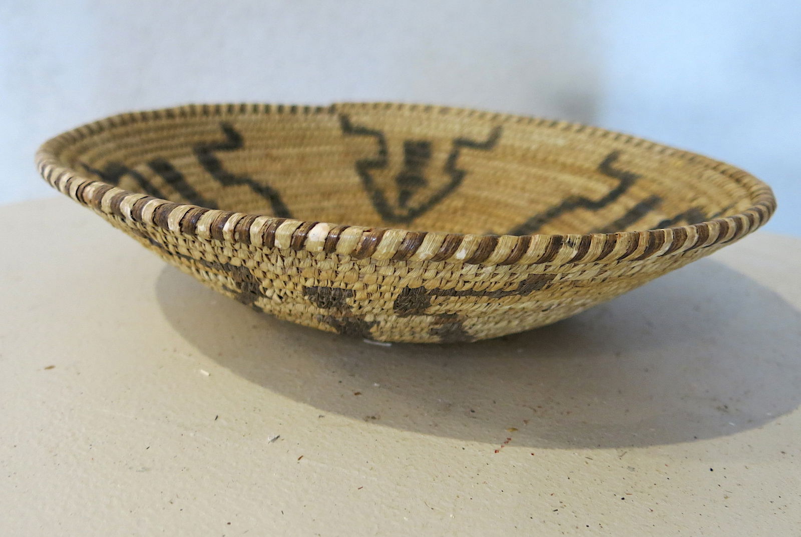Tohono O’odham (Papago) Handwoven Fret Design Coiled Basket (1 of 6)
