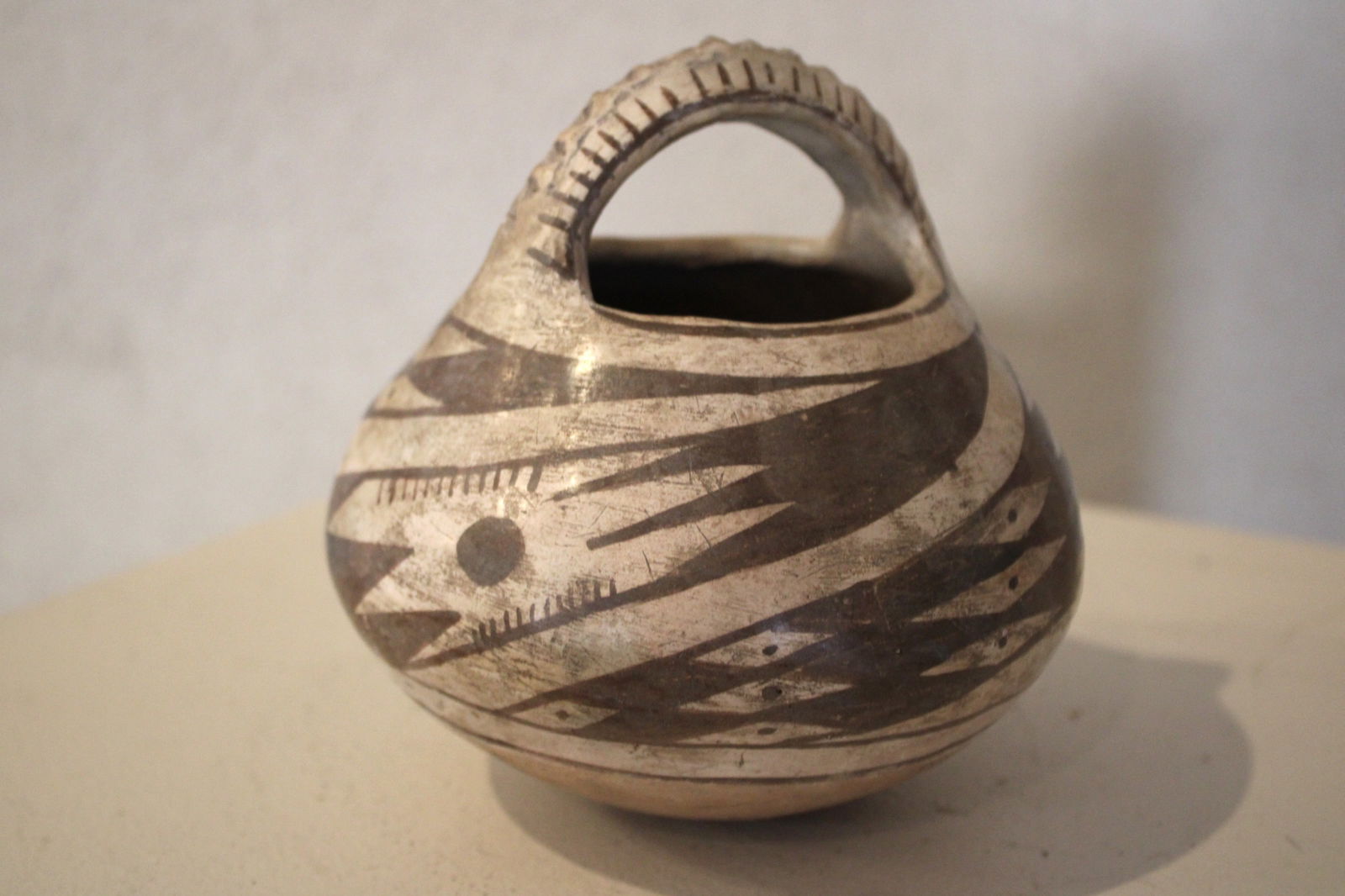 Pueblo 19th C. Polychrome Basket Pot (1 of 6)