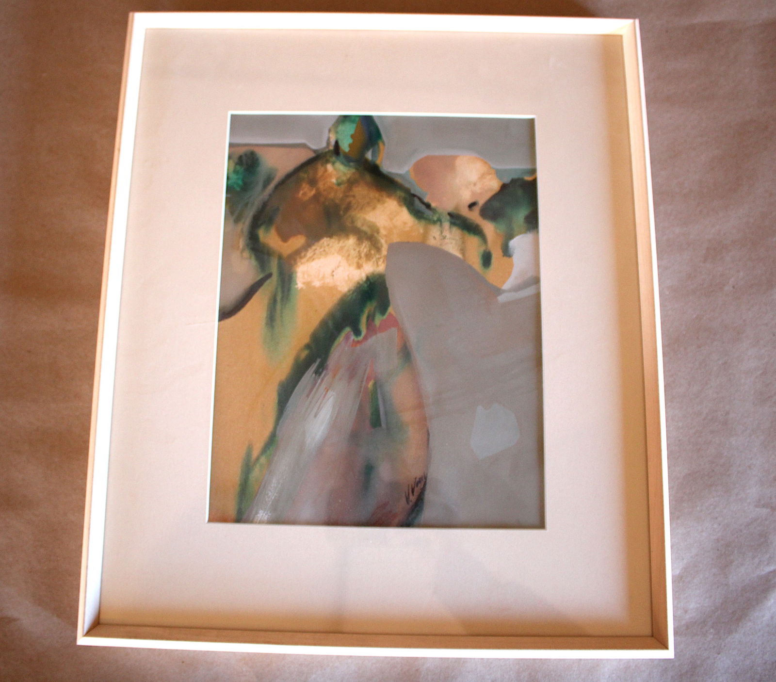 Untitled - Framed: Gouache on paper signed lower right. Frame 17.25"x14.5"