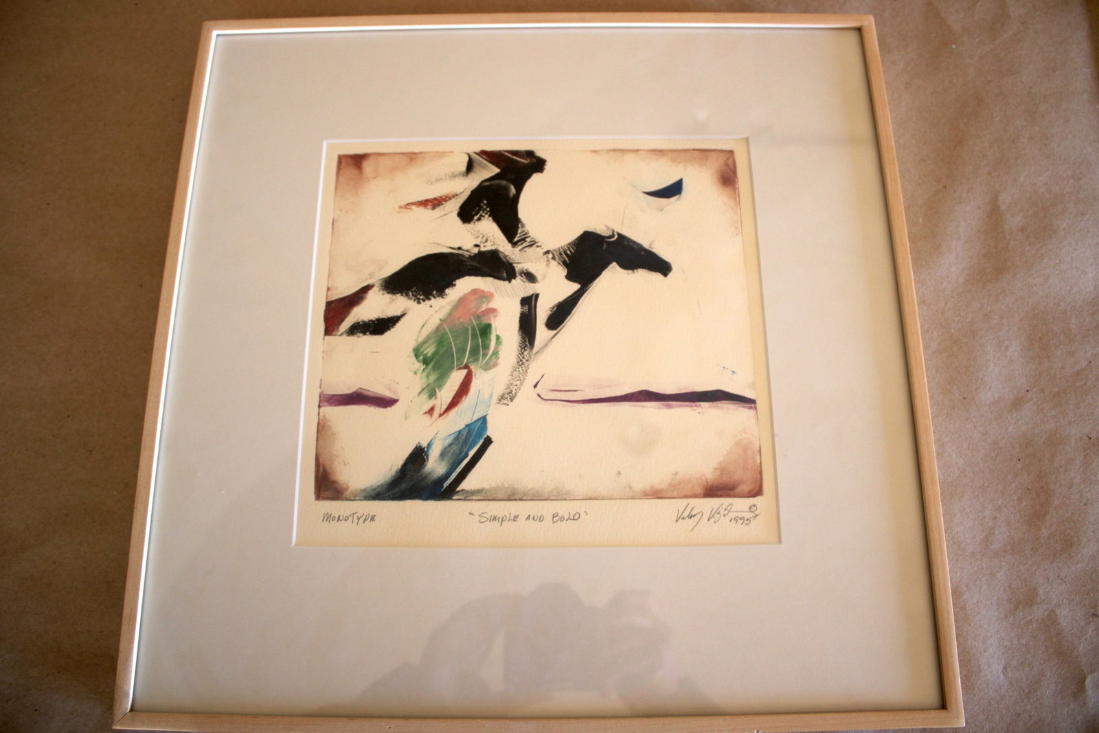 Simple and Bold - Framed: Monotype signed and dated lower right title center monotype lower left. Frame 15.5"x16"