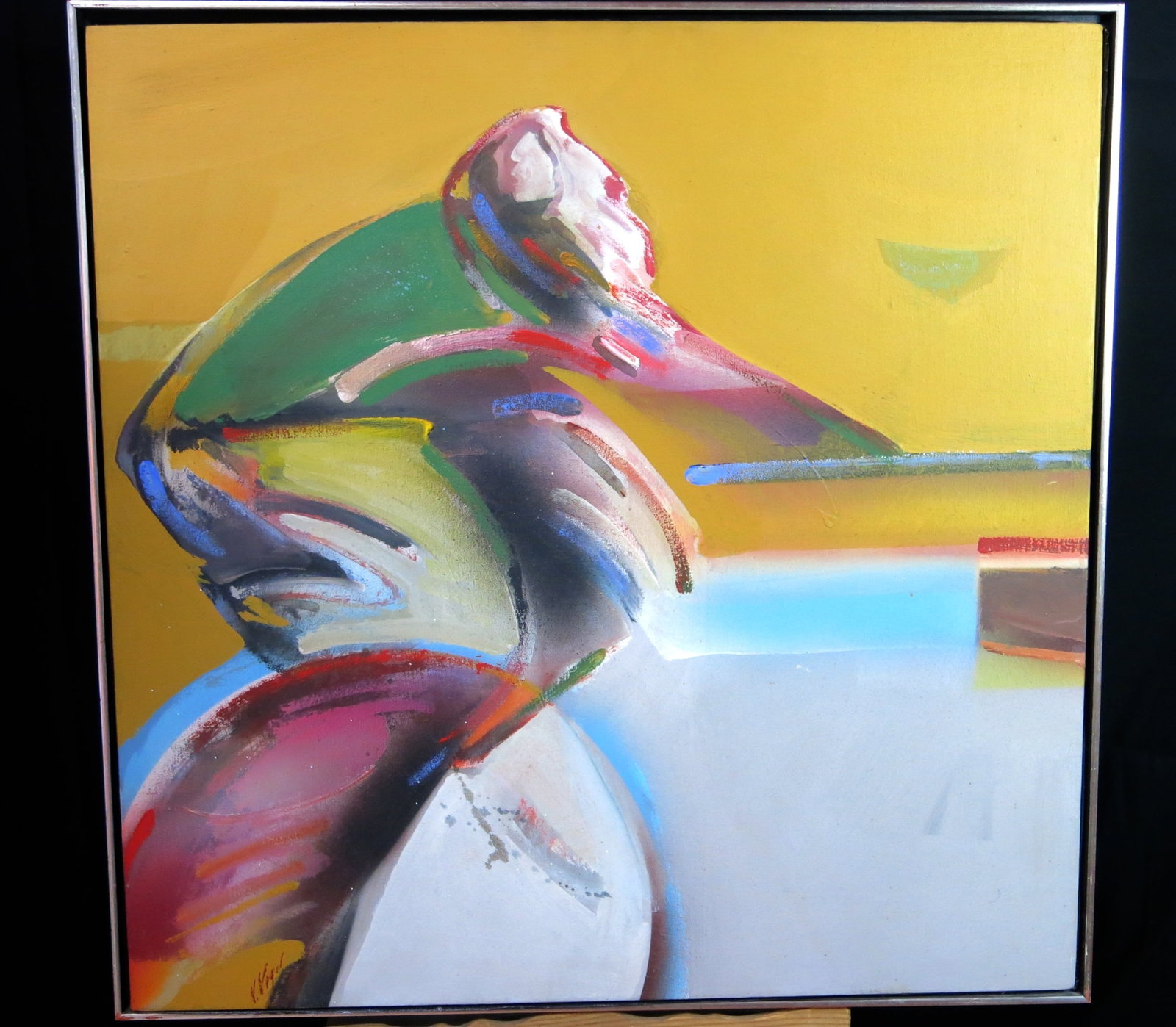 Harvest Dance - Framed: Acrylic on canvas signed lower left title verso. Frame 31.25"x31.25"