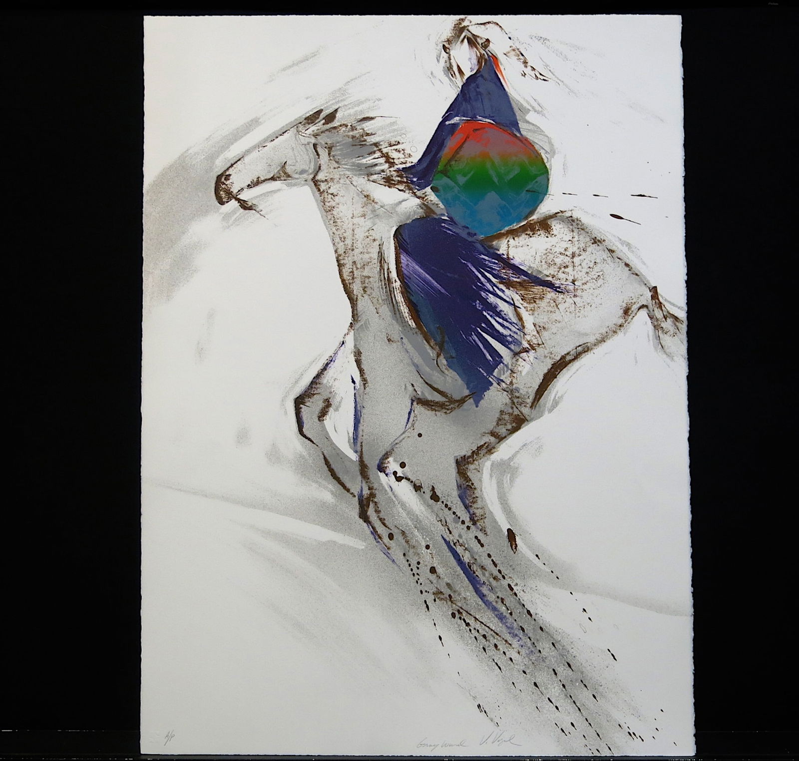 Grey Wind: Lithograph signed bottom center, AP lower right