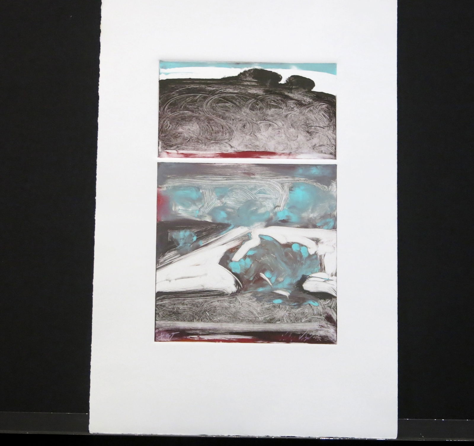 Untitled Turquoise Mountain: Monotype signed lower right numbered lower left