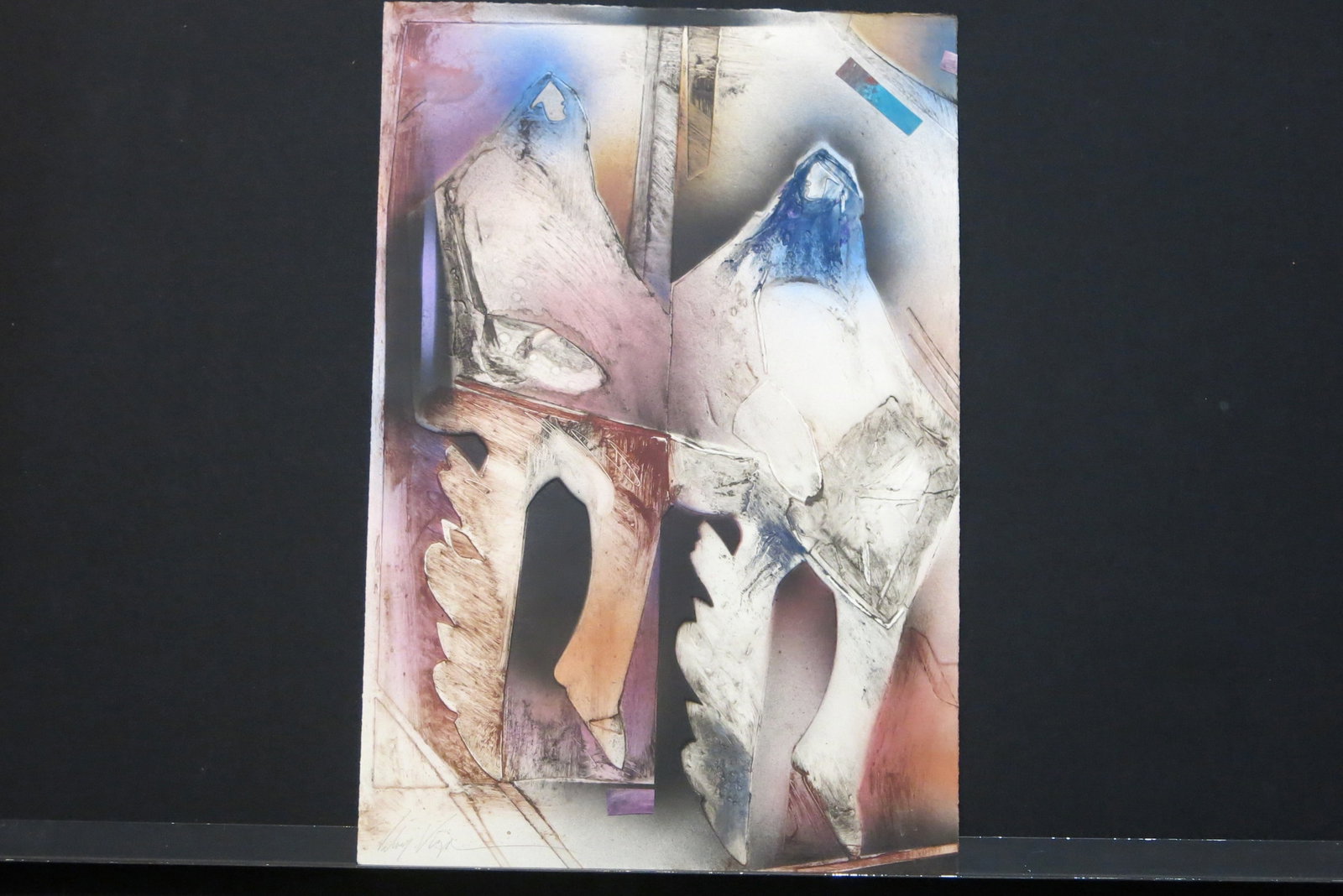 Untitled Double Warrior: Embossed lithograph signed lower left