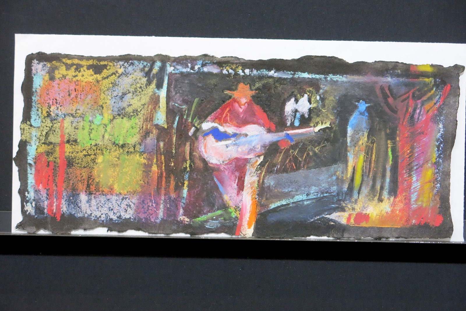 Untitled Man with Guitar: Acrylic On Paper