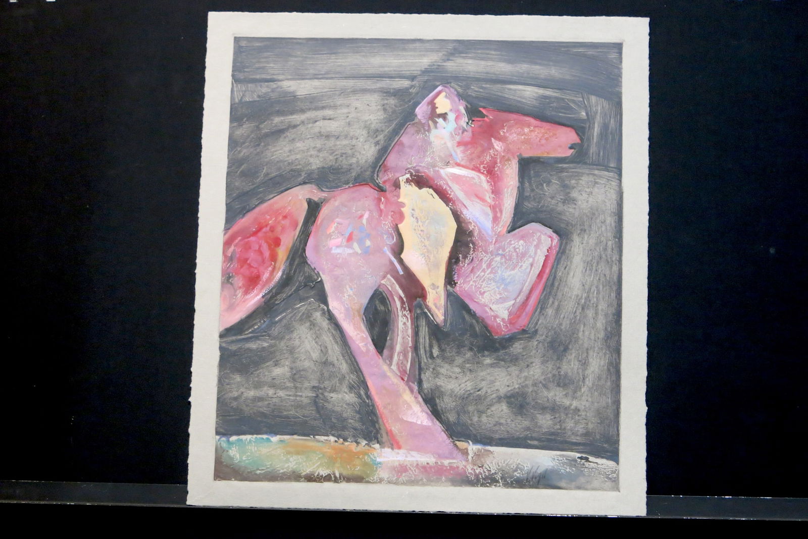 Untitled Horse and Rider: Monotype signed lower right