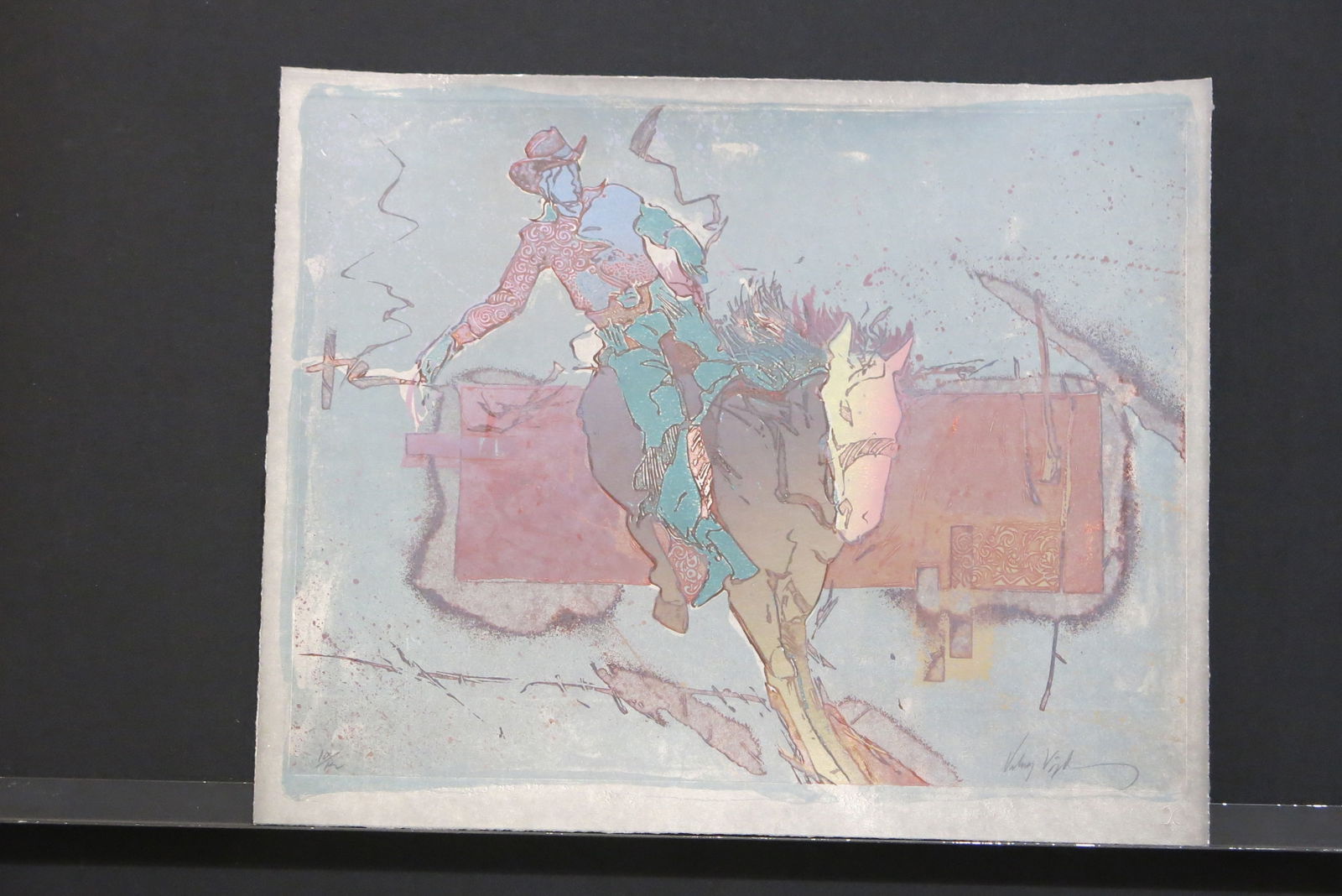 Cheyenne Shoot I: Etching, hand worked, signed lower right numbered lower left