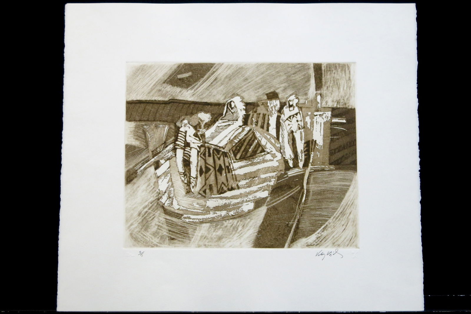 Kiva Prayer: Etching signed lower right numbered lower left