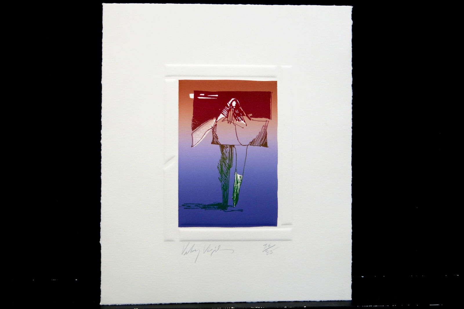 Man With Blanket: Lithograph Embossed signed and numbered below image