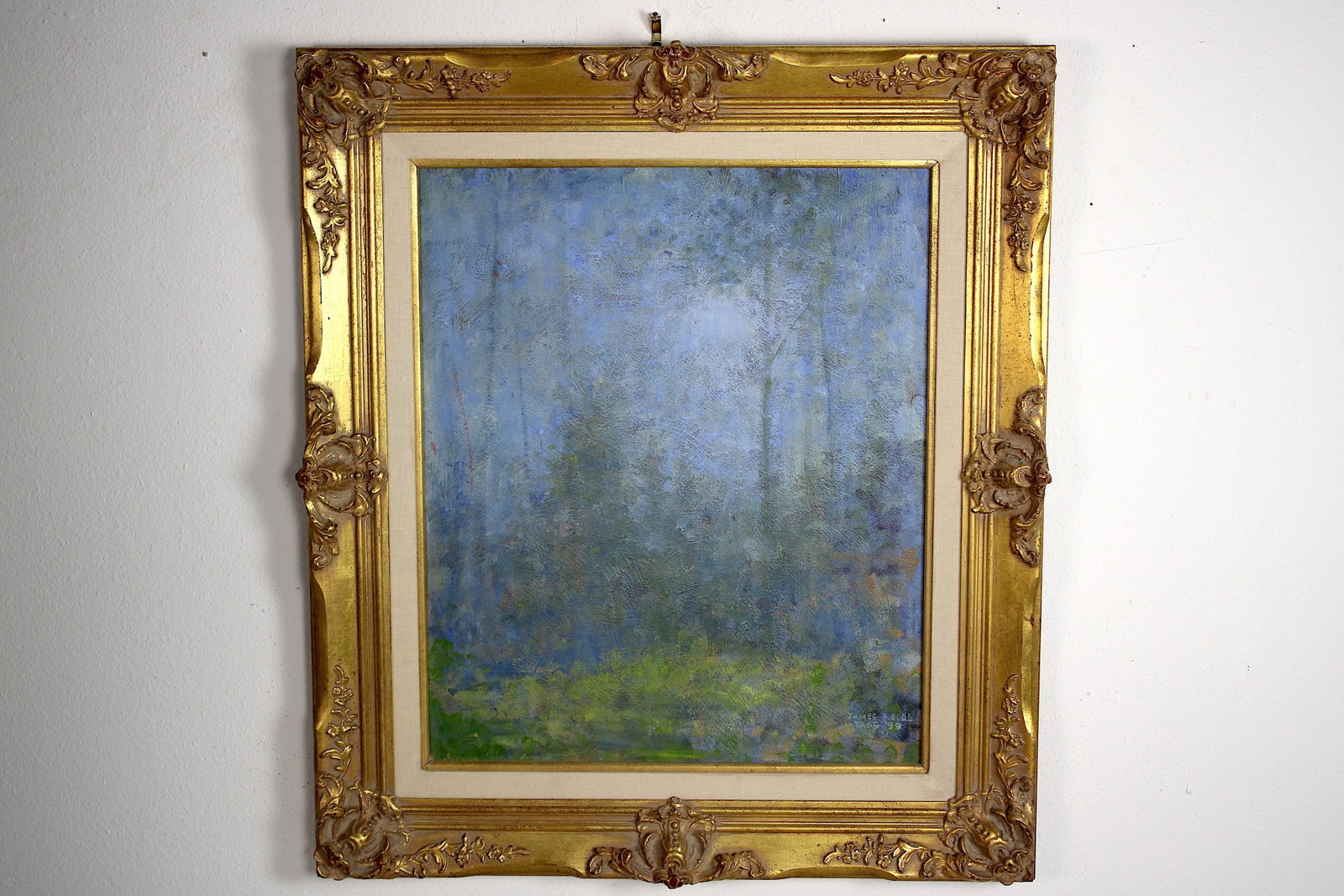 James FIELDS (American) Original Acrylic on Board, Signed Lower Right, "Blue Haze": Original acrylic on board by James Fields. Measures 24x20 inches. Exquisitely Framed. Category: Western Landscape Painting, Mountain Landscape Art, New Mexico Skies, Southwestern Fine Art, Listed Arti
