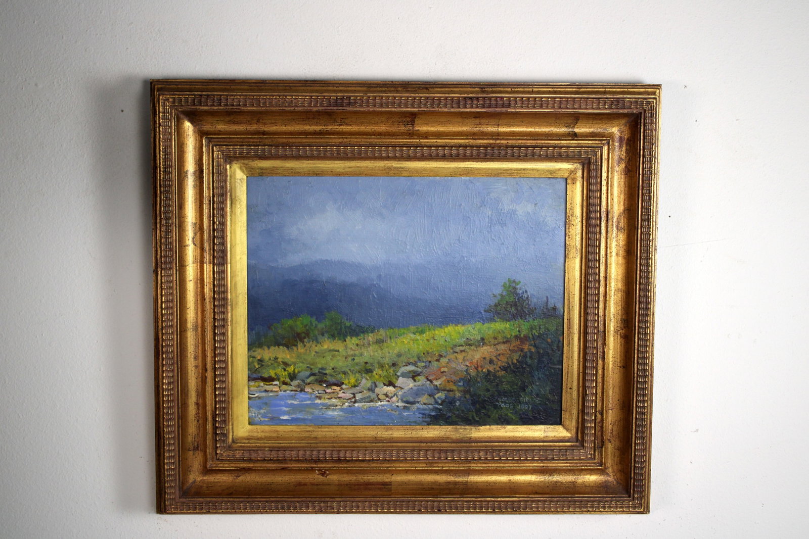 James FIELDS (American) Original Acrylic on Board, Signed Lower Right, "First Light #1": Original acrylic on board by James Fields. Measures 16x20 inches. Exquisitely Framed. Category: Western Landscape Painting, High Desert Landscape Art, New Mexico Skies, Southwestern Fine Art, Listed A