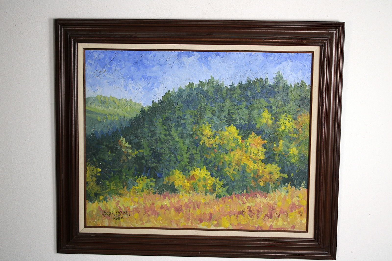 James FIELDS (American) Original Acrylic on Board, Signed Lower Left, Untitled: Original acrylic on board by James Fields. Measures 24x30 inches. Exquisitely Framed. Category: Western Landscape Painting, High Desert Landscape Art, New Mexico Skies, Southwestern Fine Art, Listed A