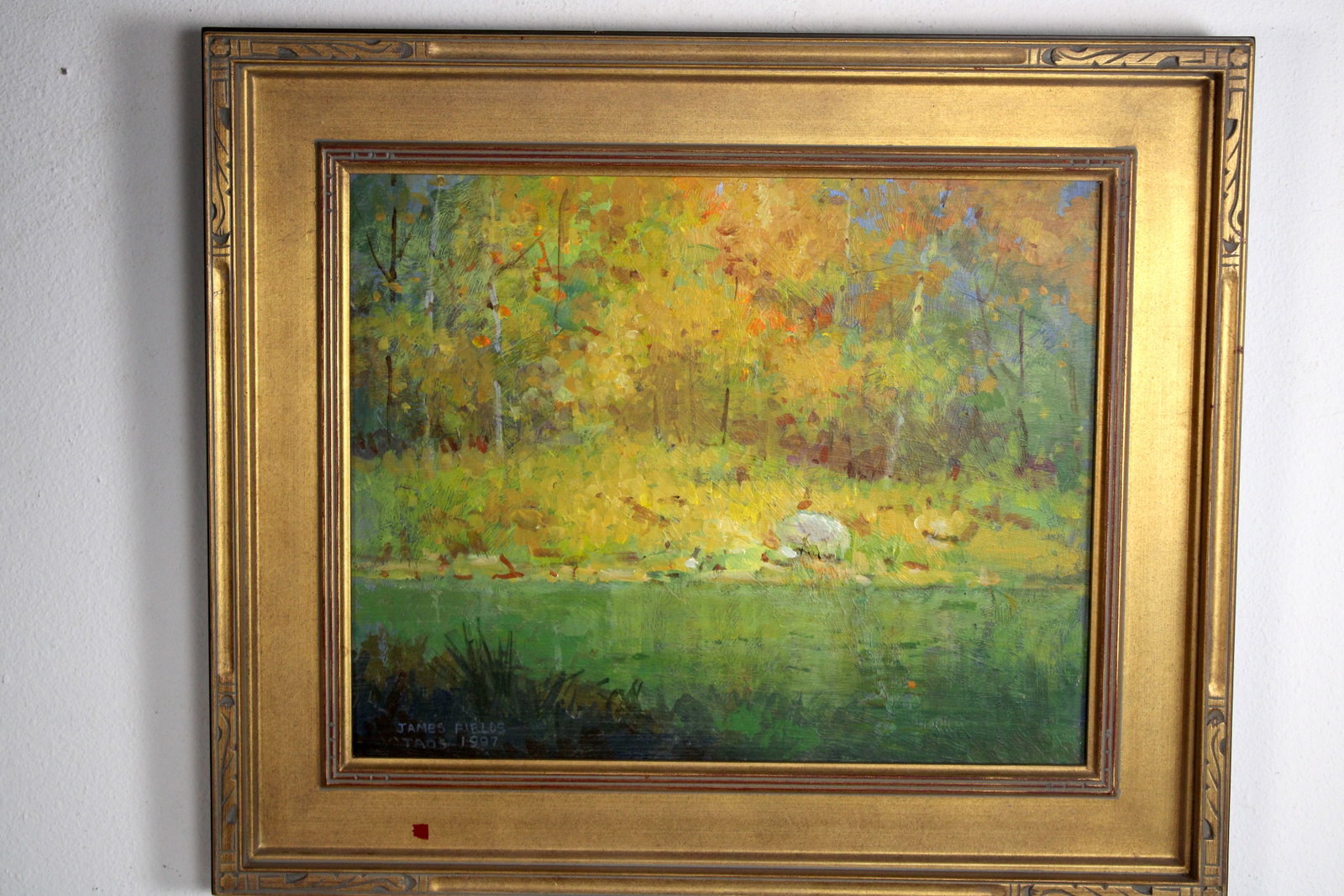 James FIELDS (American) Original Acrylic on Board, Signed Lower Left, "Pot Creek": Original acrylic on board by James Fields. Measures 16x20 inches. Exquisitely Framed. Category: Western Landscape Painting, High Desert Landscape Art, New Mexico Skies, Southwestern Fine Art, Listed A