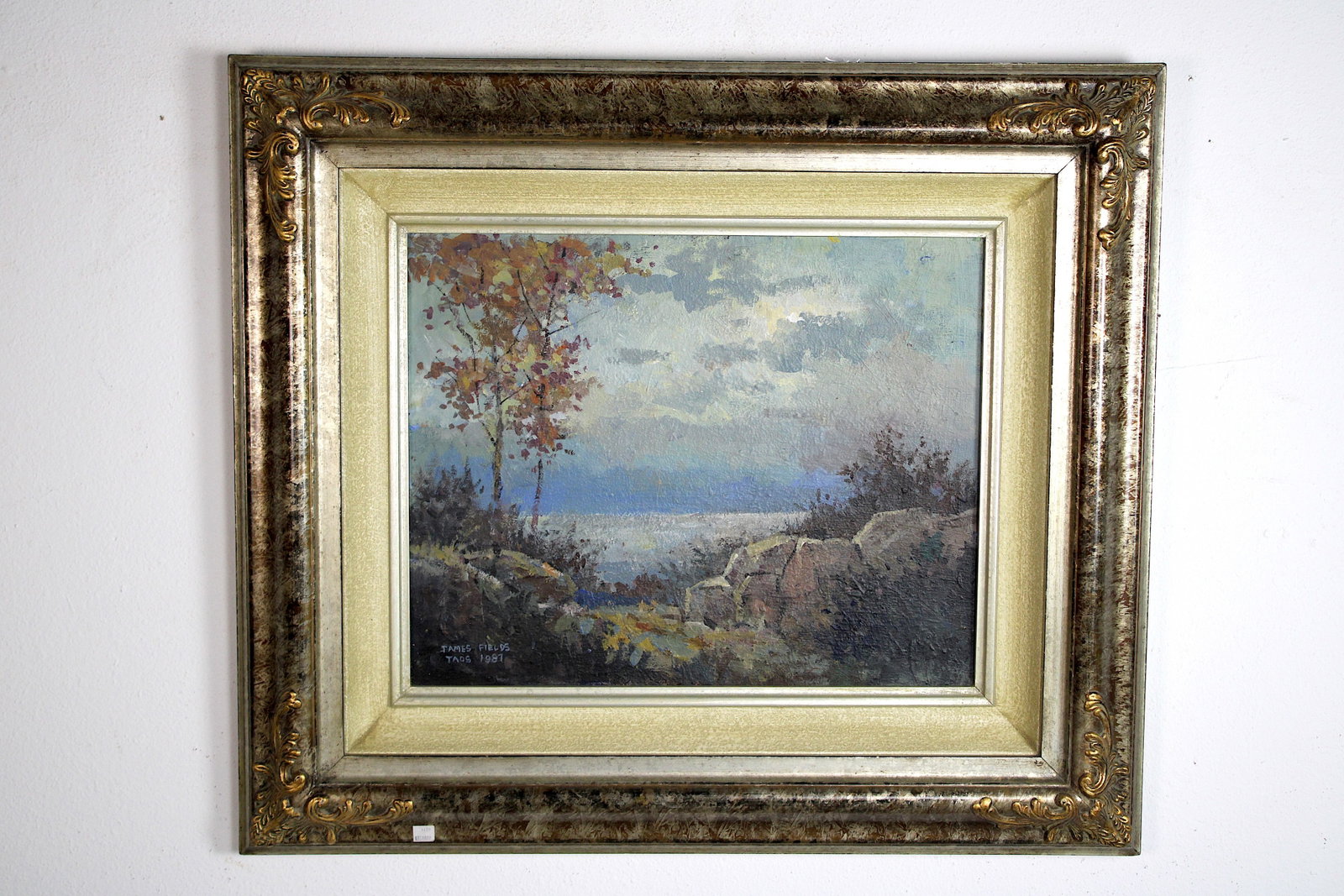 James FIELDS (American) Original Acrylic on Board, Signed Lower Left, "Emerging Moon": Original acrylic on board by James Fields. Measures 16x20 inches. Exquisitely Framed. Category: Western Landscape Painting, High Desert Landscape Art, New Mexico Skies, Southwestern Fine Art, Listed A