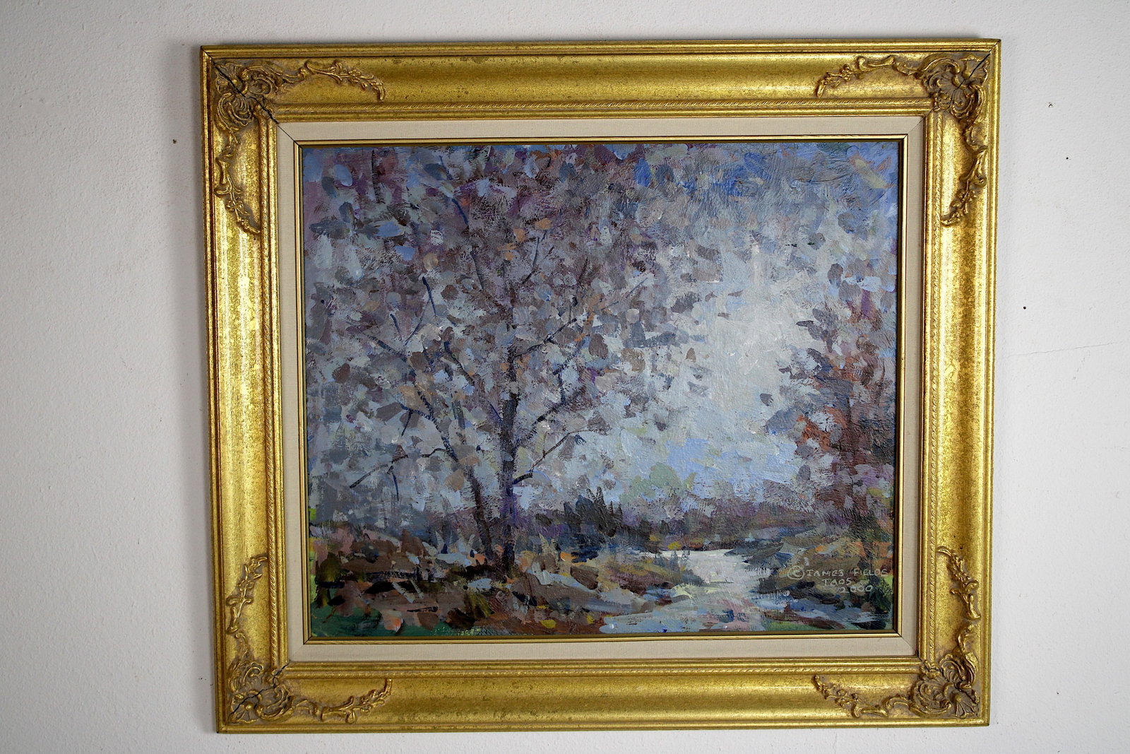 James FIELDS (American) Original Acrylic on Board, Signed Lower Right, Untitled: Original acrylic on board by James Fields. Measures 20x24 inches. Exquisitely Framed. Category: Western Landscape Painting, High Desert Landscape Art, New Mexico Skies, Southwestern Fine Art, Listed A