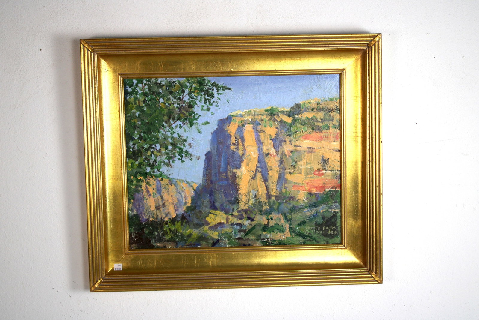 James FIELDS (American) Original Acrylic on Board, Signed Lower Right, "Canyon Wall": Original acrylic on board by James Fields. Measures 16x20 inches. Exquisitely Framed. Category: Western Landscape Painting, High Desert Landscape Art, New Mexico Skies, Southwestern Fine Art, Listed A