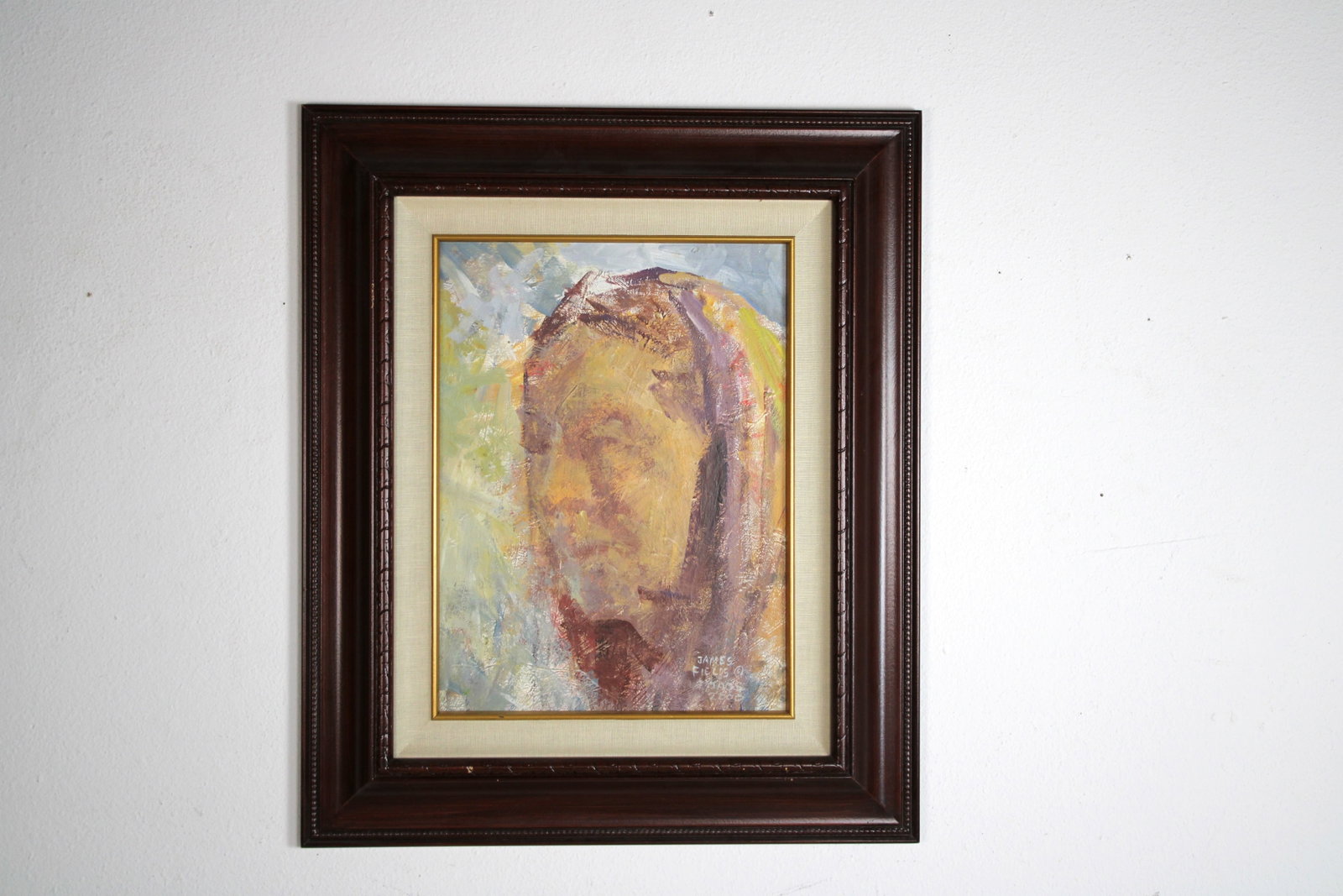 James FIELDS (American) Original Acrylic on Board, Signed Lower Right, "Man Of Taos": Original acrylic on board by James Fields. Measures 12x16 inches. Exquisitely Framed Tags: Taos Pueblo Indian Art, Indigenous Portraiture, Cultural Realism, Listed Artist Original. Shipping: Buyer arr
