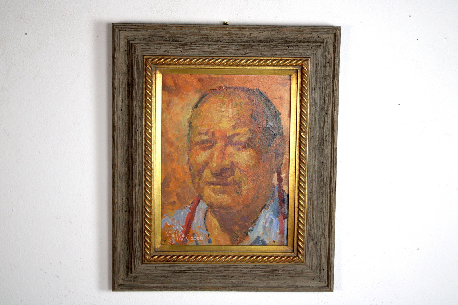 James FIELDS (American) Original Acrylic on Board, Signed Lower Left, "Jerry": Original acrylic on board by James Fields. Measures 12x16 inches. Exquisitely Framed Tags: Taos Pueblo Indian Art, Indigenous Portraiture, Cultural Realism, Listed Artist Original. Shipping: Buyer arr