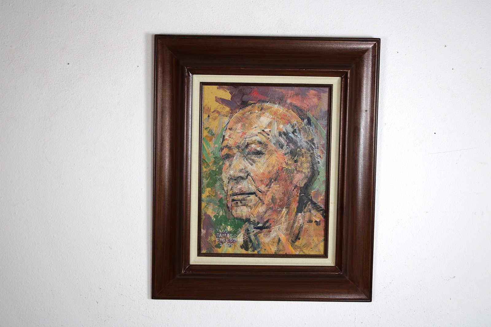 James FIELDS (American) Original Acrylic on Board, Signed Lower Left, "Uncle Jed": Original acrylic on board by James Fields. Measures 16x20 inches. Exquisitely Framed. Category: Folk Art Portrait, Listed Artist Original. A distinctly eccentric character study by James Fields, showc