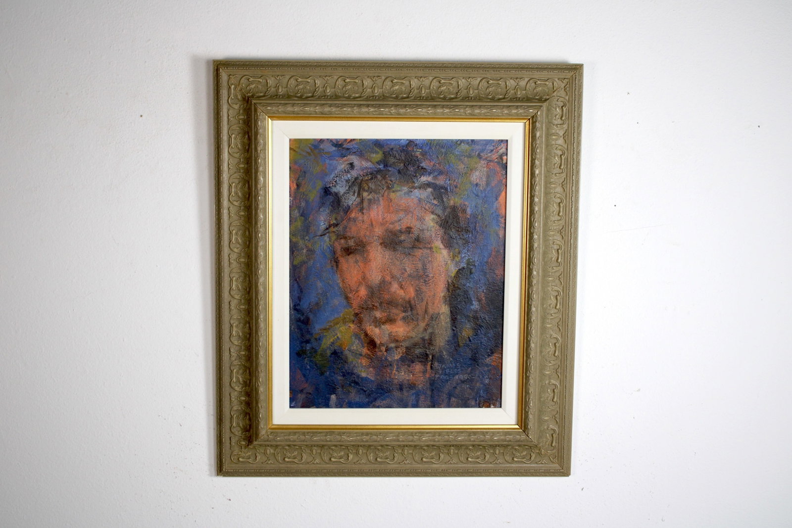 James FIELDS (American) Original Acrylic on Board, Signed Lower Right, "Sketch Of A Cowboy": Original acrylic on board by James Fields. Measures 16x20 inches. Exquisitely Framed. Category: Folk Art Portrait, Listed Artist Original. A distinctly eccentric character study by James Fields, showc