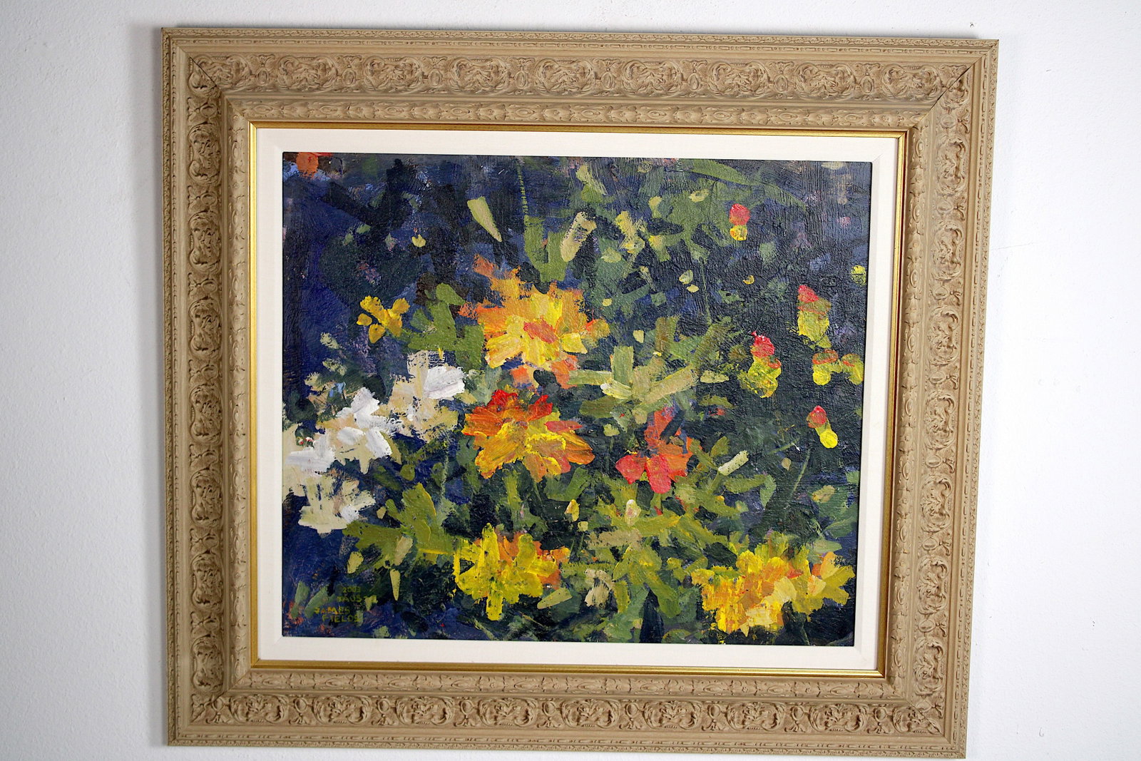 James FIELDS (American) Original Acrylic on Board, Signed Lower Left, "Flowers": Original acrylic on board by James Fields. Measures 22x26 inches. Exquisitely Framed. Category: Western Landscape Painting, High Desert Landscape Art, New Mexico Skies, Southwestern Fine Art, Still Li
