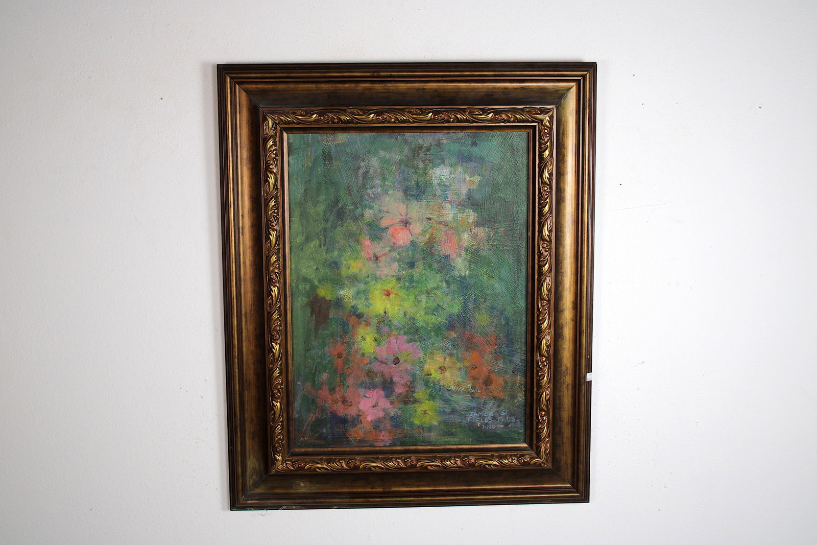 James FIELDS (American) Original Acrylic on Board, Signed Lower Right, "Flowers": Original acrylic on board by James Fields. Measures 16x24 inches. Exquisitely Framed. Category: Western Landscape Painting, High Desert Landscape Art, New Mexico Skies, Southwestern Fine Art, Listed A