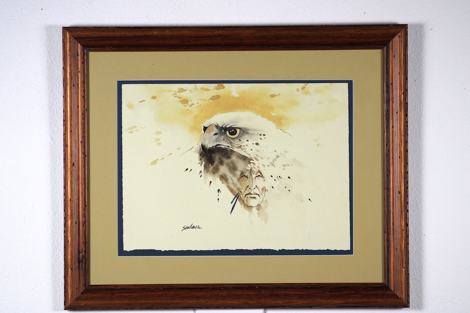 Bert Seabourn Cherokee Hawk Omen Watercolor (1 of 8)
