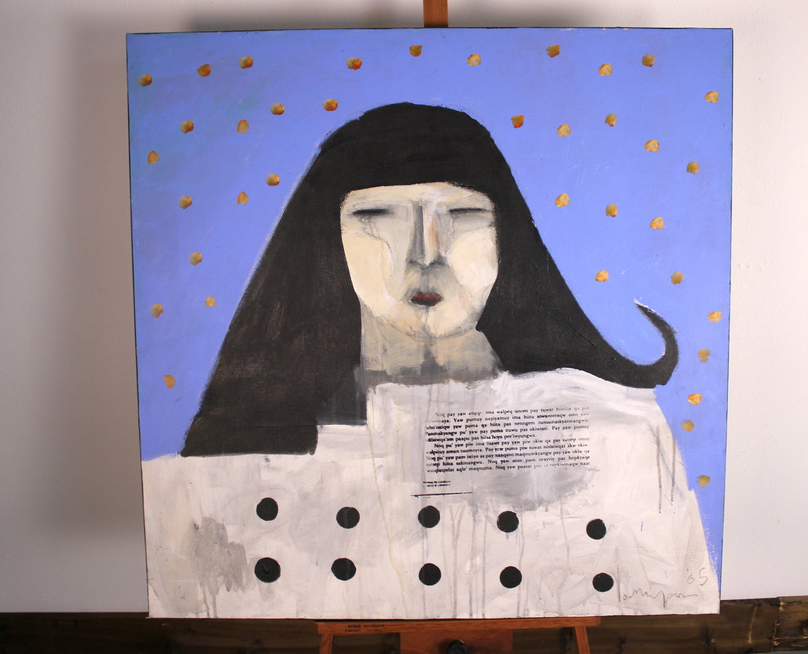Gregory Lomayesva Hopi Woman Portrait Painting