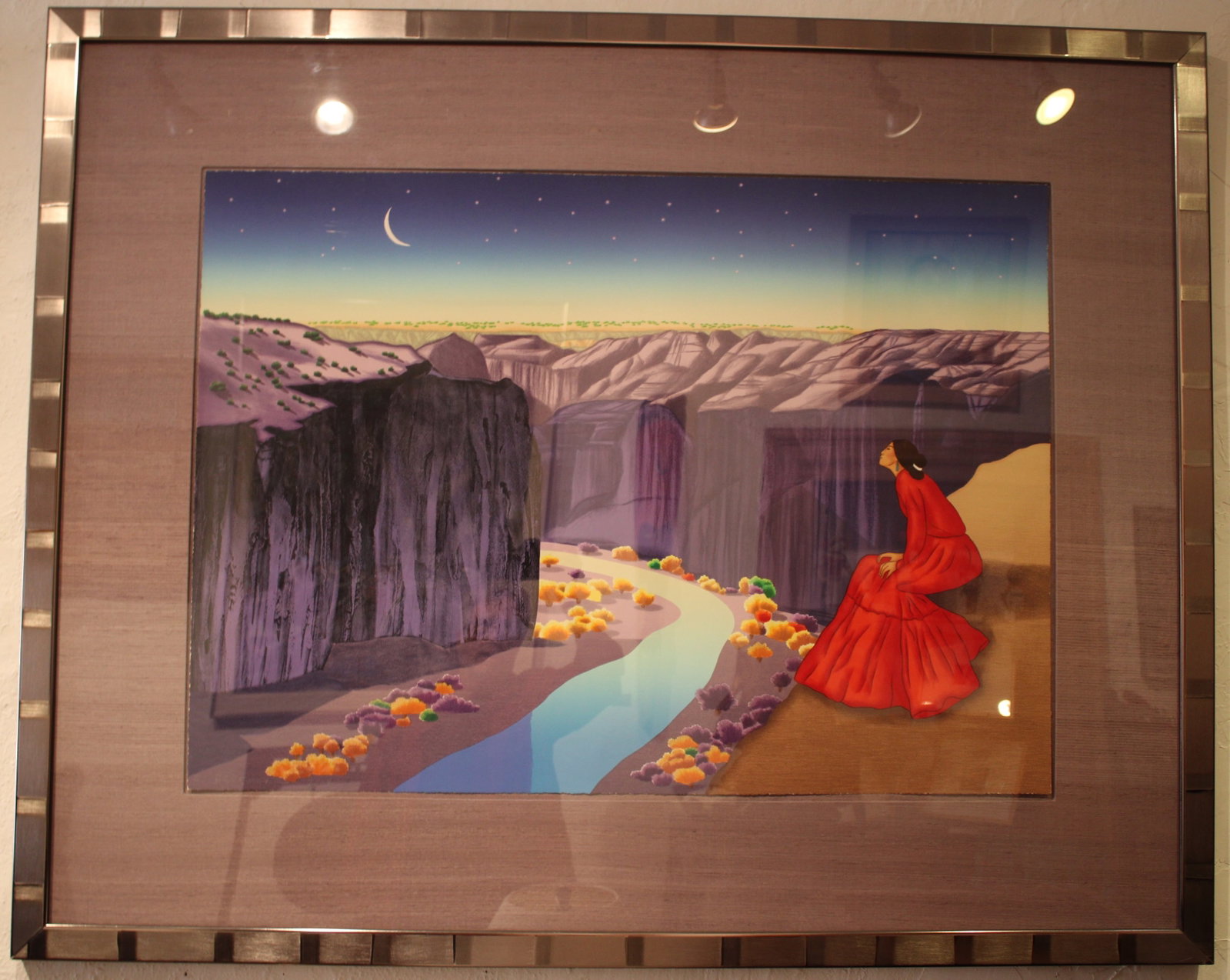 R.C. Gorman Moon River Signed AP Stone Litho: Pencil signed and dated lower left. Edition penciled lower right. The R.C. Gorman stone lithograph titled "Moon River" was completed in 2004. This specific piece features an edition size of 75, making