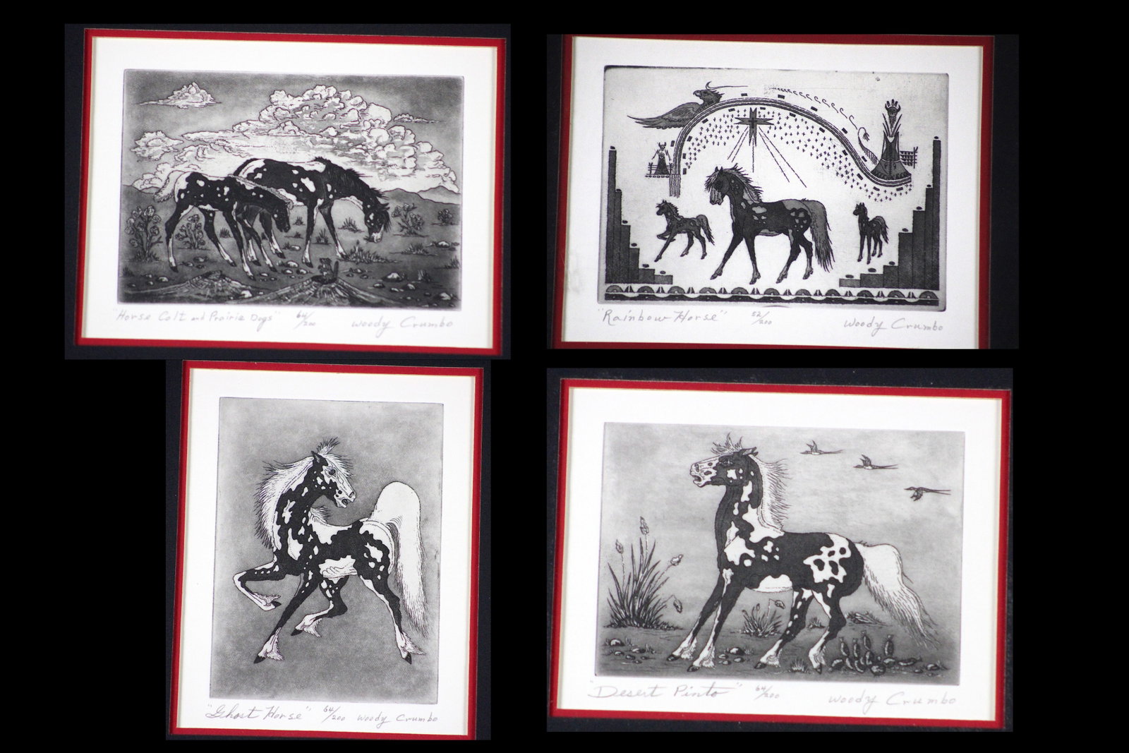 Woody Crumbo Four Horse Etchings 64/200 (1 of 13)
