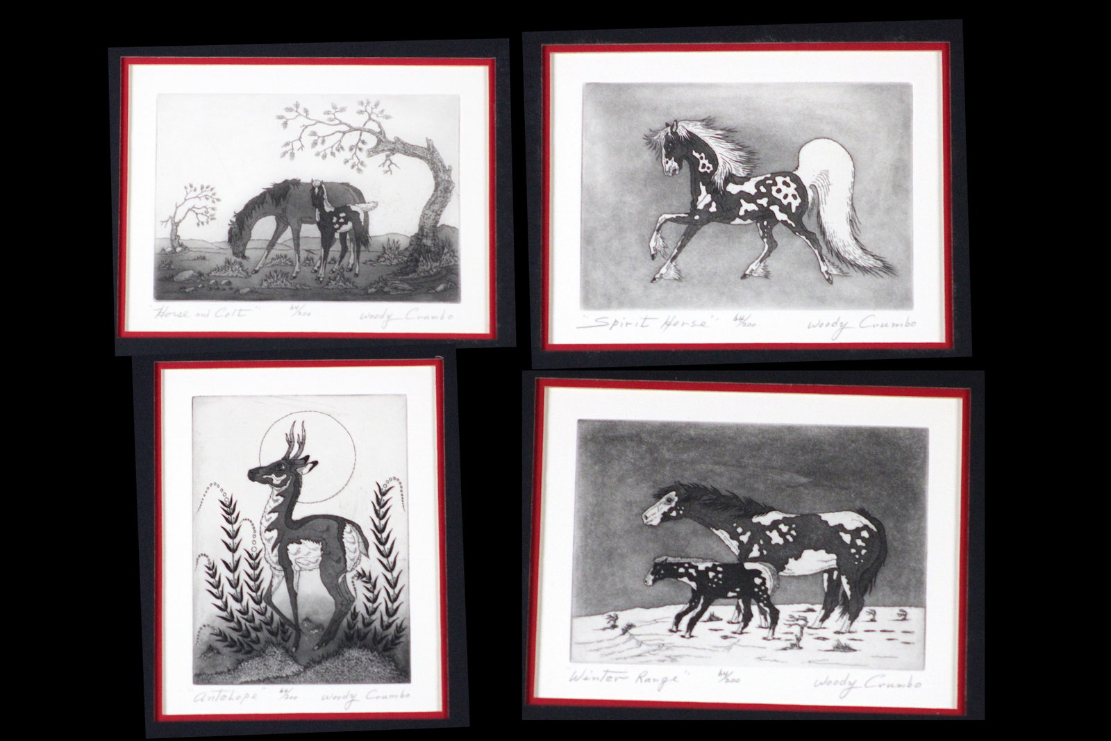 Woody Crumbo Four Horse & Antelope Etchings (1 of 12)
