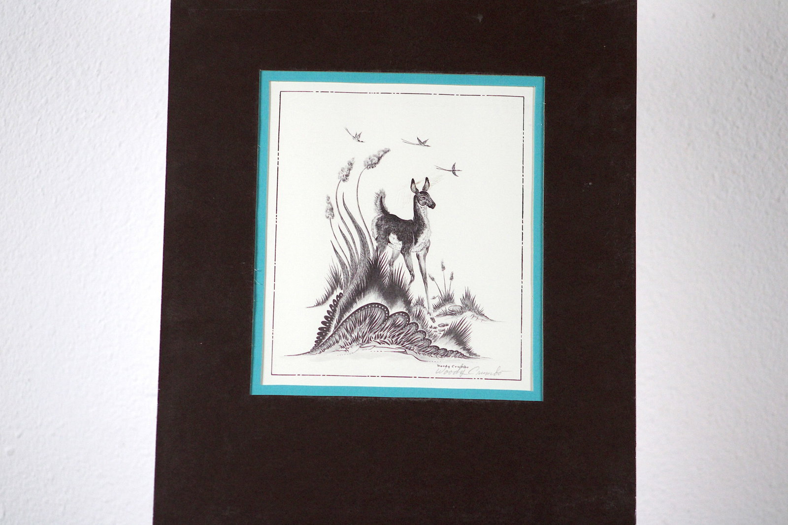 Woody Crumbo Deer in Brush Pencil-Signed Print (1 of 5)
