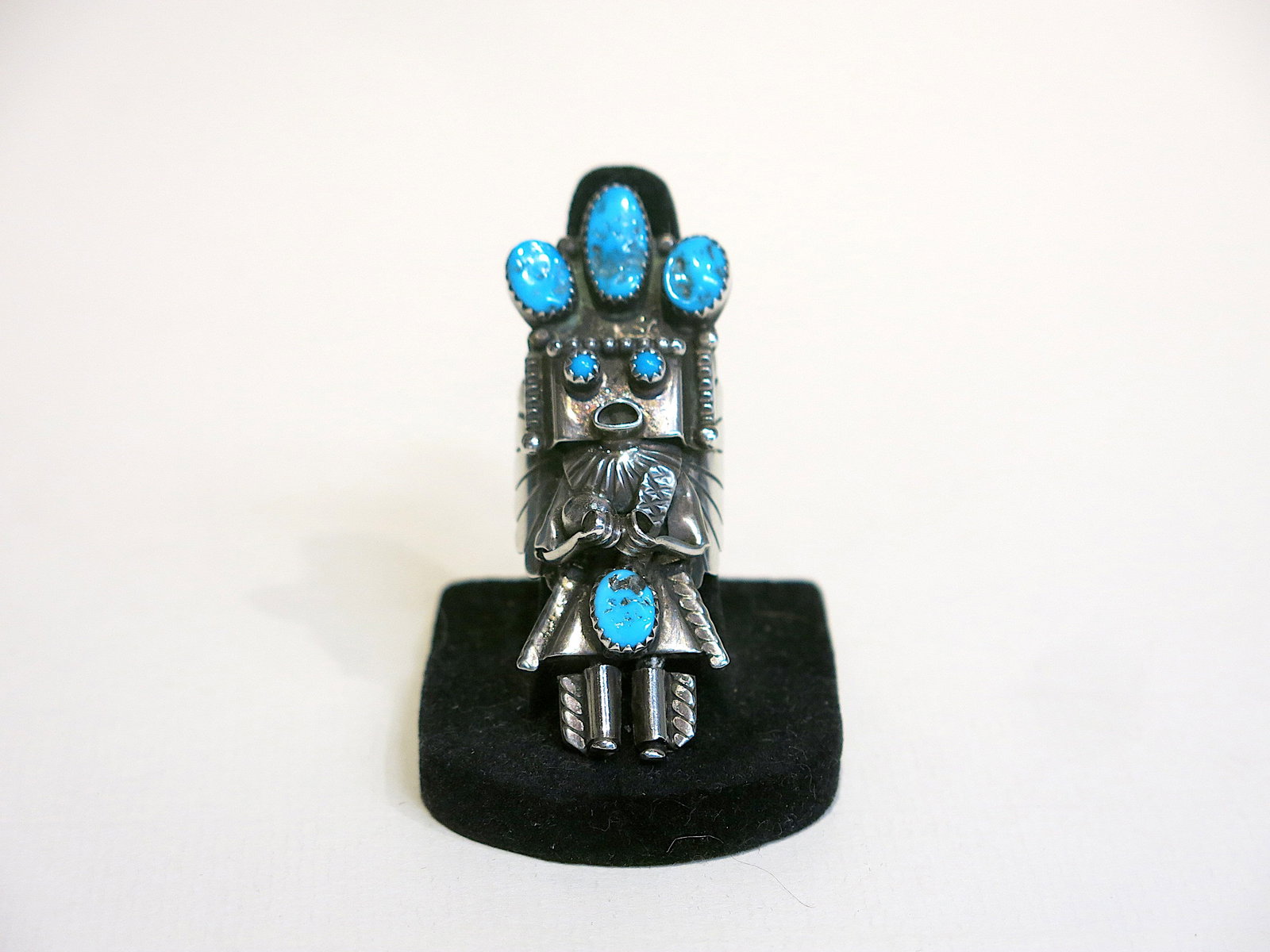Navajo Sterling Kachina Ring Turquoise J. Shyn (1 of 8)