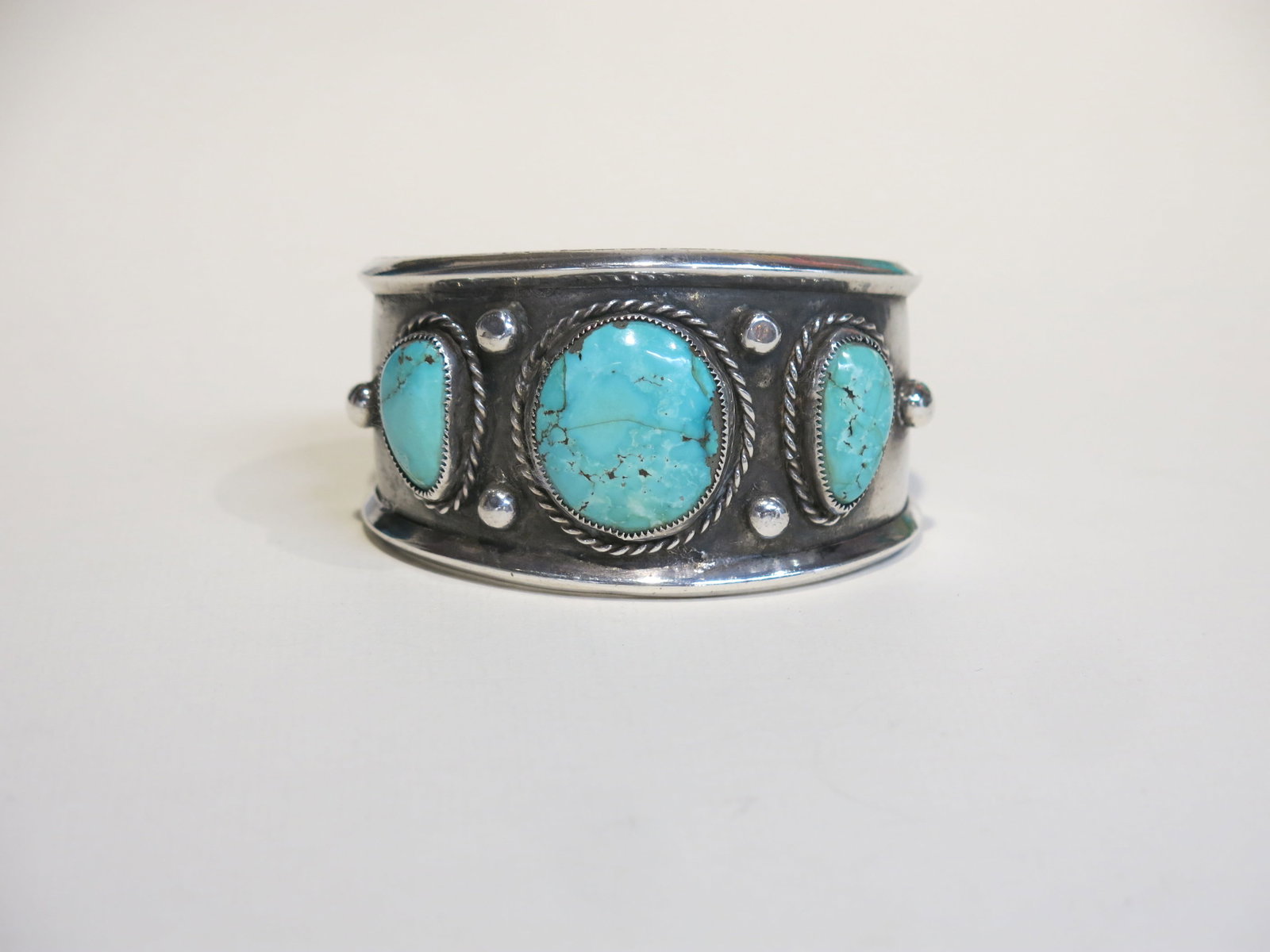 Navajo Sterling Three-Stone Turquoise Cuff (1 of 6)