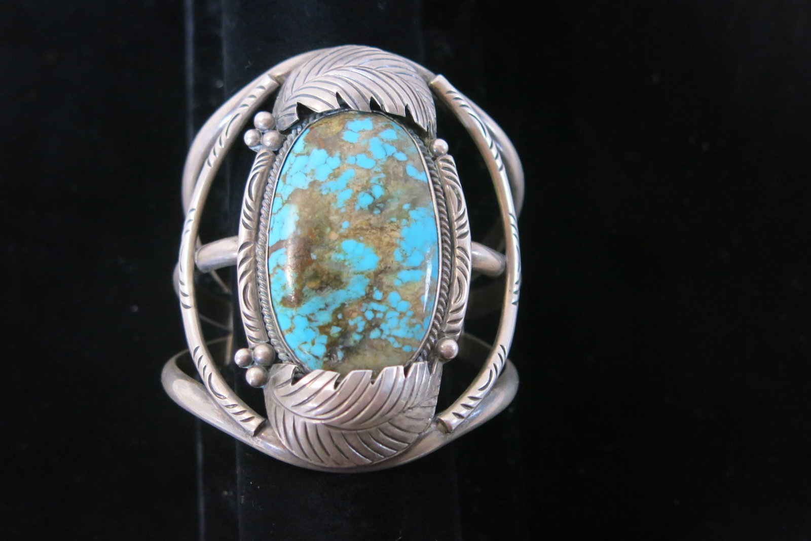 Navajo Sterling Wirework Royston Turquoise Cuff (1 of 7)