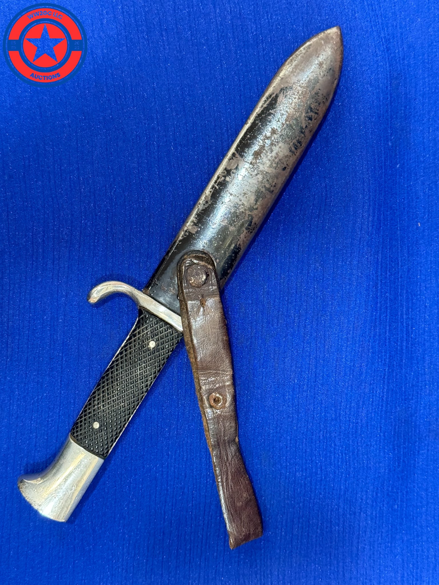WW2 German Hitler Youth Knife: WW2 German early nazi Hitler Youth Knife — maker marked Anton Wingen Jr.please note condition of scabbard
